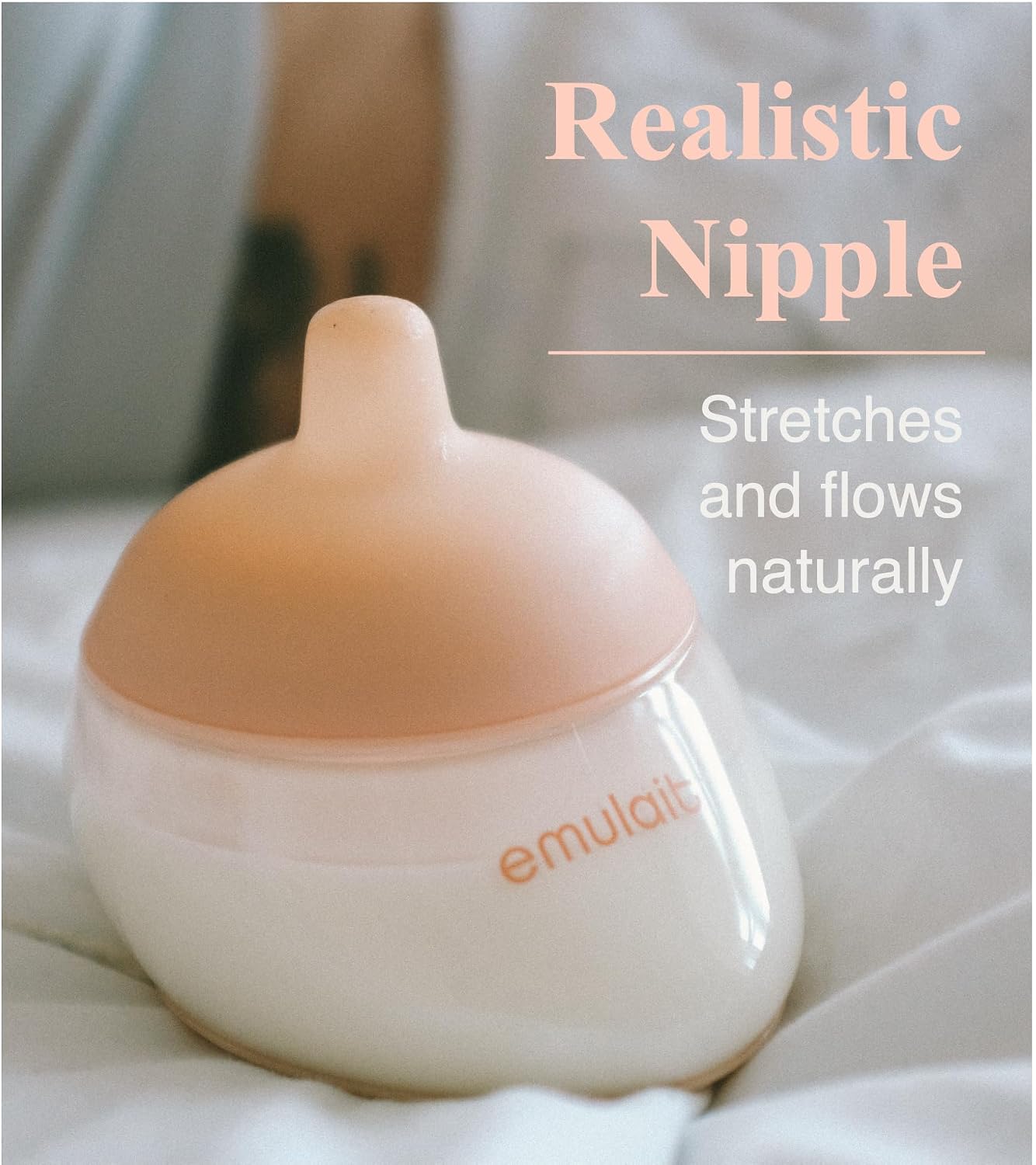 Emulait Anatomy Baby Bottle – Breast-Shaped, Natural Flow Nipple with Anti-Colic Valve – Closest to Breastfeeding for Newborns & Infants, Medium, Shape 3