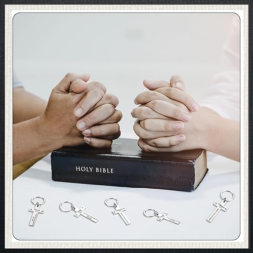 Miniatura 5 de 20 llaveros cristianos con versículo bíblico a granel, cruz religiosa, llavero de Jesús, joyería para regalo inspirador, cumpleaños católico,