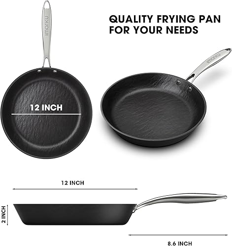 Miniatura 7 de imarku Sartenes antiadherentes  Sartén antiadherente de 12 pulgadas, sartenes grandes antiadherentes aptas para lavavajillas para cocinar con mango