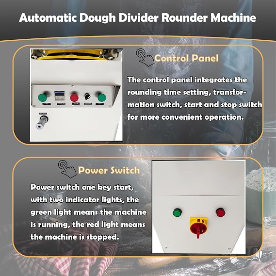 Automatic Dough Divider Rounder Machine 36Pcs Dough Portioning Rounding Machine Dough Ball Maker 20-70g Pastry Dough Separator Splitter Roller 110V 1.5KW