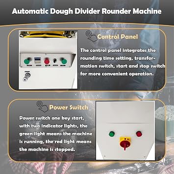 Automatic Dough Divider Rounder Machine 36Pcs Dough Portioning Rounding Machine Dough Ball Maker 20-70g Pastry Dough Separator Splitter Roller 110V 1.5KW