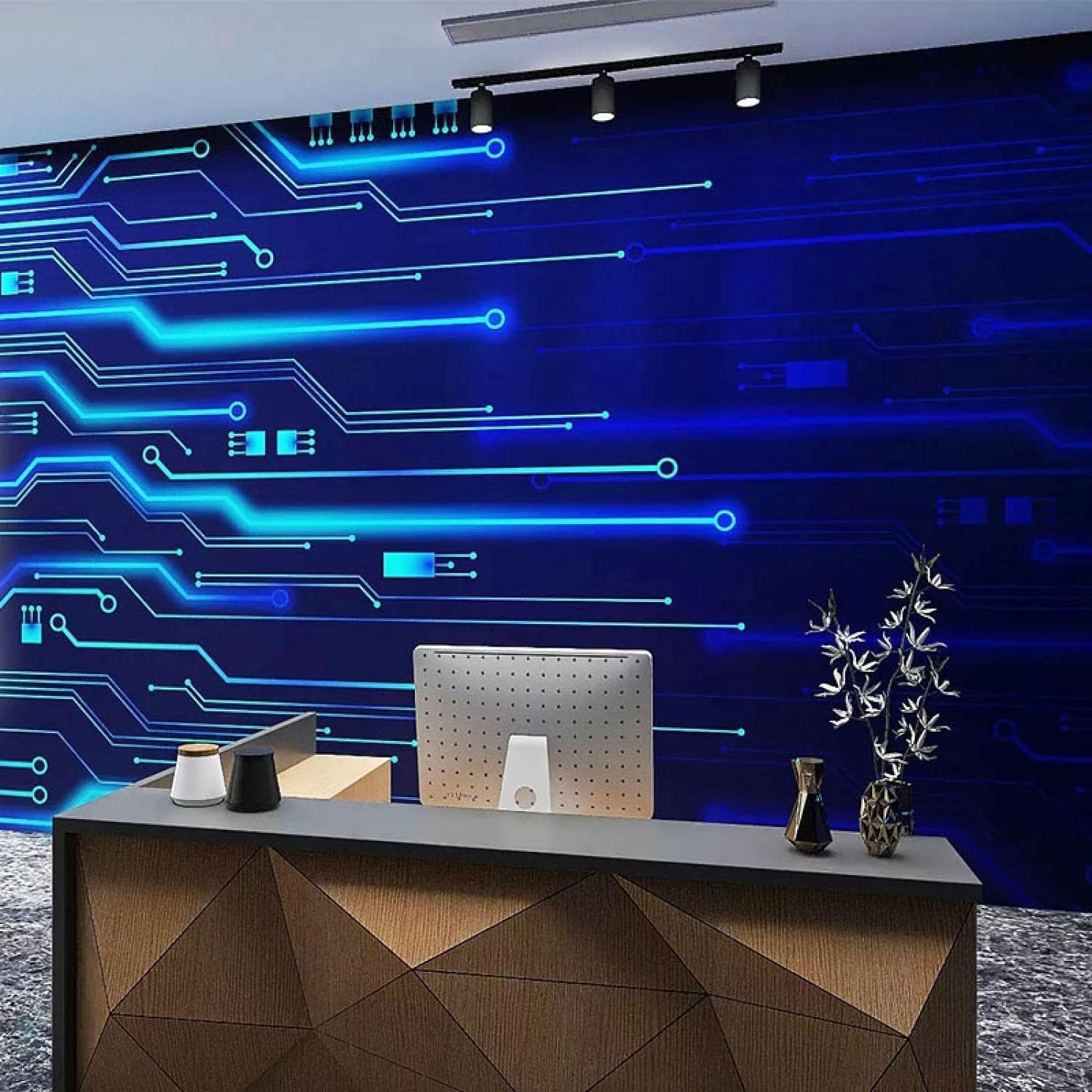 Papier peint mural géométrique 3D au design moderne pour restaurant