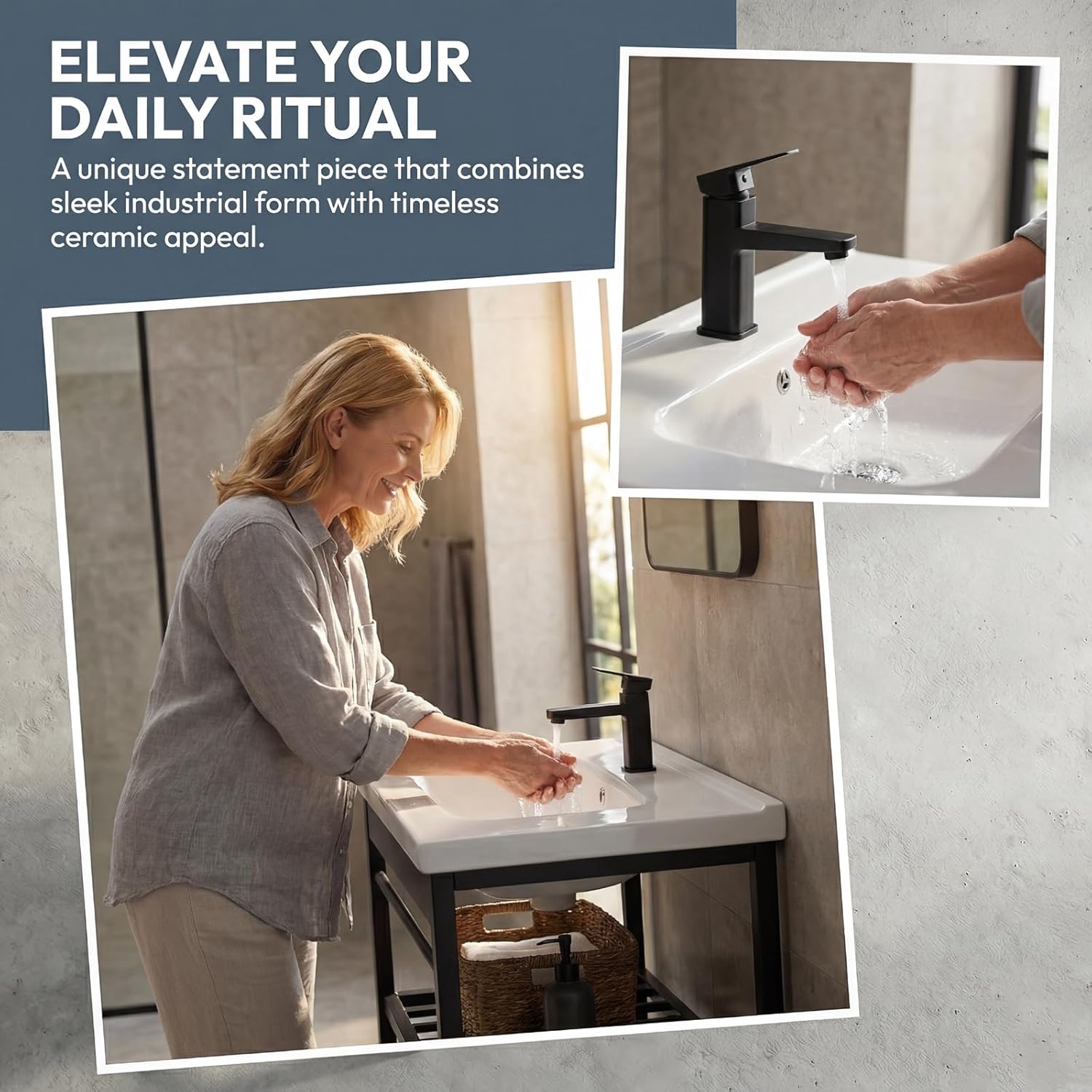 Freestanding Bathroom Console Sink, Bathroom Vanity with Sink, 28.3" x 19" x 32.3" Ceramic Console Sink Set With Bracket, Utility Sink for Laundry Room, Washing Room, Garage, Basement, Outdoor, Indoor