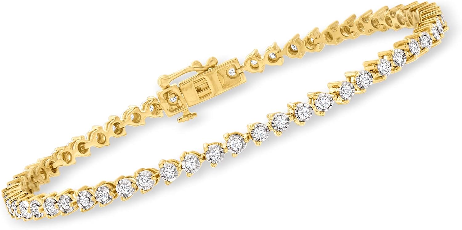 Ross-Simons 1.00 ct. t.w. Diamond Tennis Bracelet in 18kt Gold Over Sterling