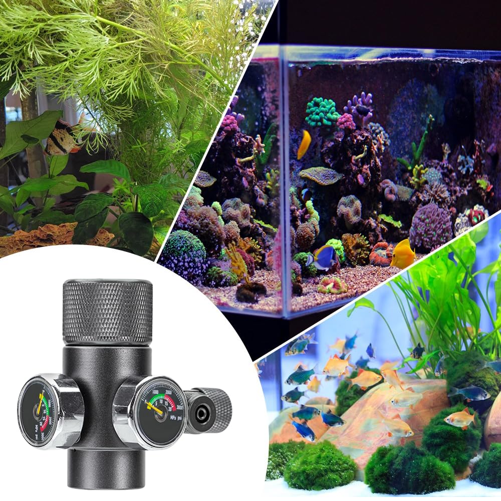 Régulateur de CO2 D'aquarium,Manomètre de CO2 pour Réservoir de Poisson Simple/Double,Pression Réglable pour Système de CO2 de Plantes Aquatiques