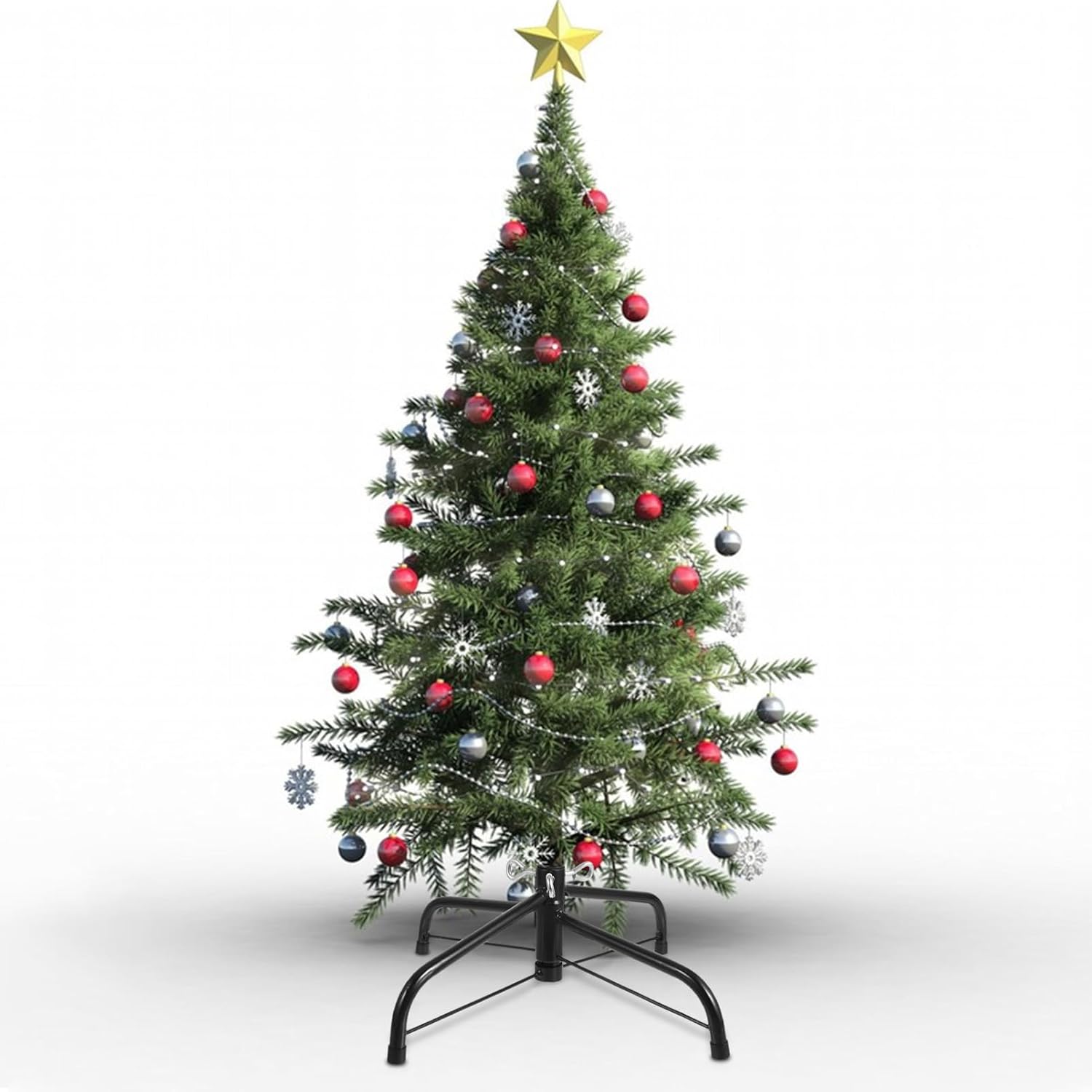 STOBAZA Metal Christmas Tree Stand for 4 Ft Artificial Trees, 13.7inch Xmas Replacement Tree Stand Base, Christmas Tree Folding Stand, Black