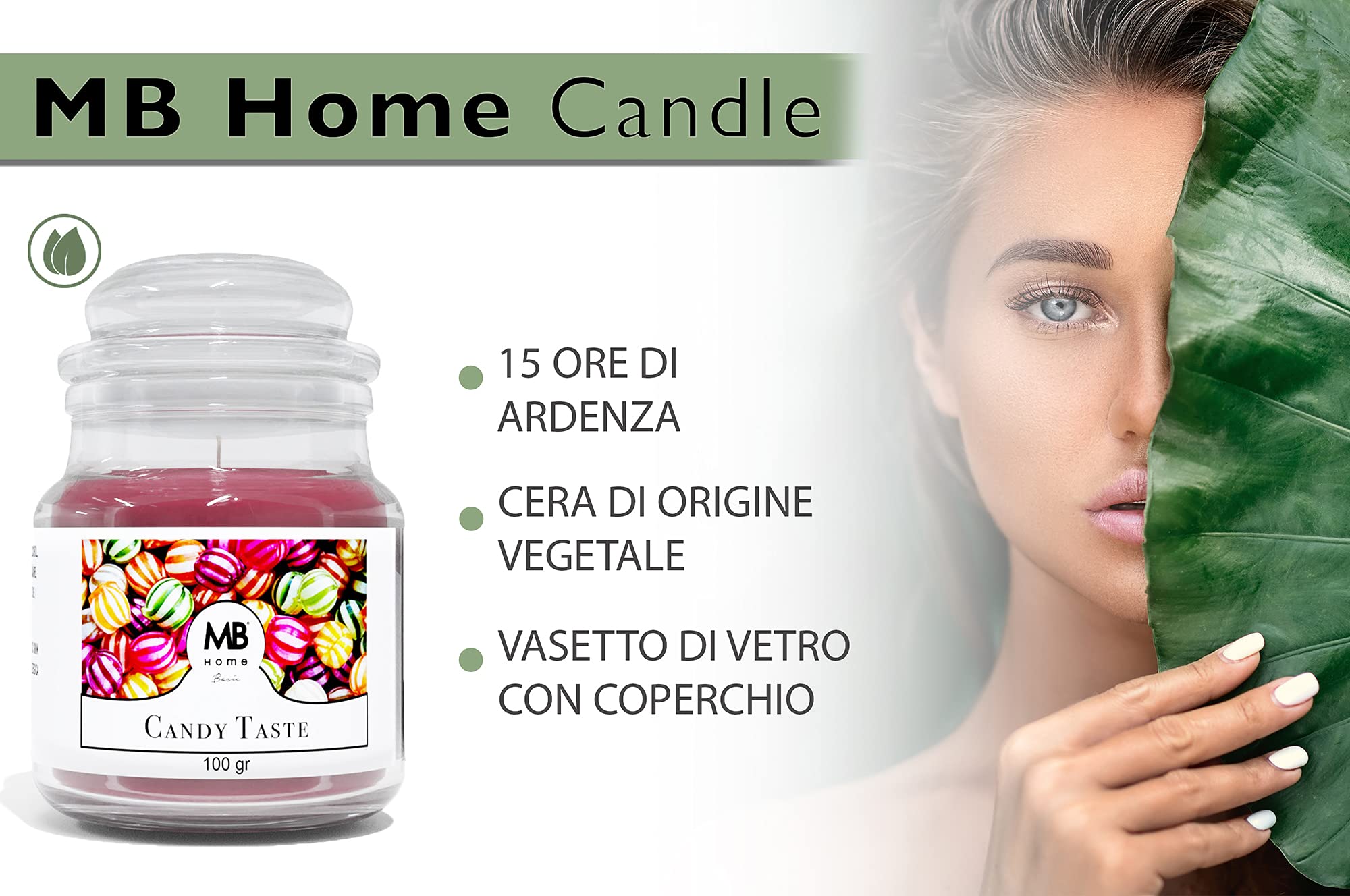 Italian Bed Linen “MB Home Basic” Candles, CANDY TASTE, 100 grams - Image 4
