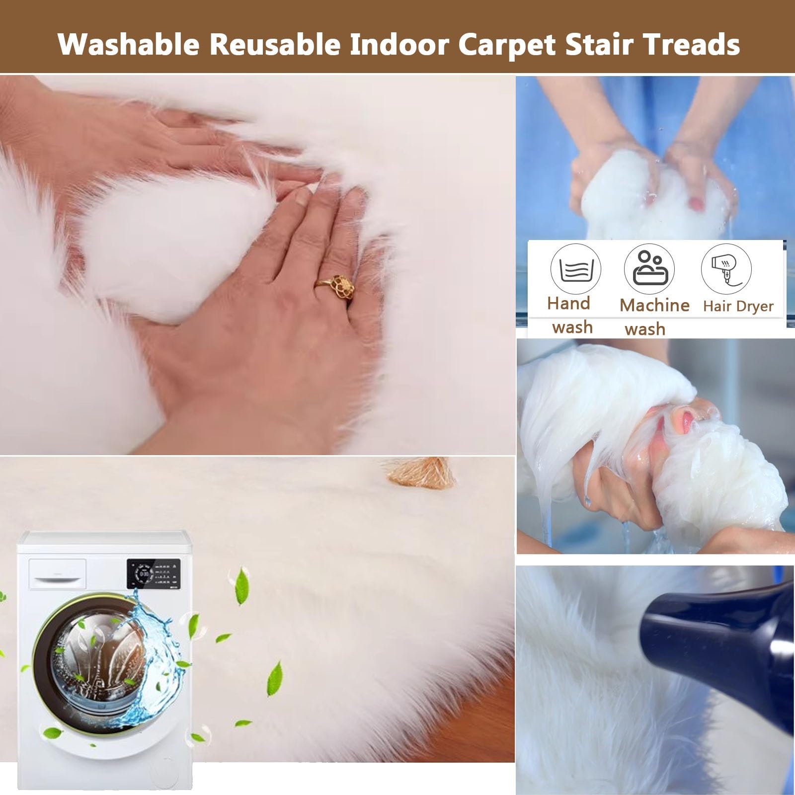 Alfombra de felpa suave para peldaños de escalera antideslizante para interiores para peldaños de madera (gris)