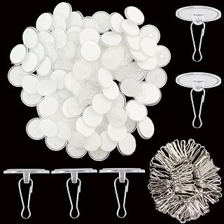 70 Pack Self Adhesive Ceiling Hooks for Hanging, 2cm Clear No Drill Damage-Free Wall Hook with Metal Hook for Lights, Small Ceiling Discs for Banners, Party Decor (Halloween/Christmas/Wedding)