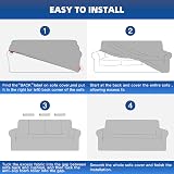 Ystyle Stretch Sofa Cover 3 Seater, Super Soft Sofa Slipcovers With Armrests, Non Slip Couch Covers For Living Room, Machine Washable Settee Covers, Sofa Protectors From Pets, Light Grey - 8