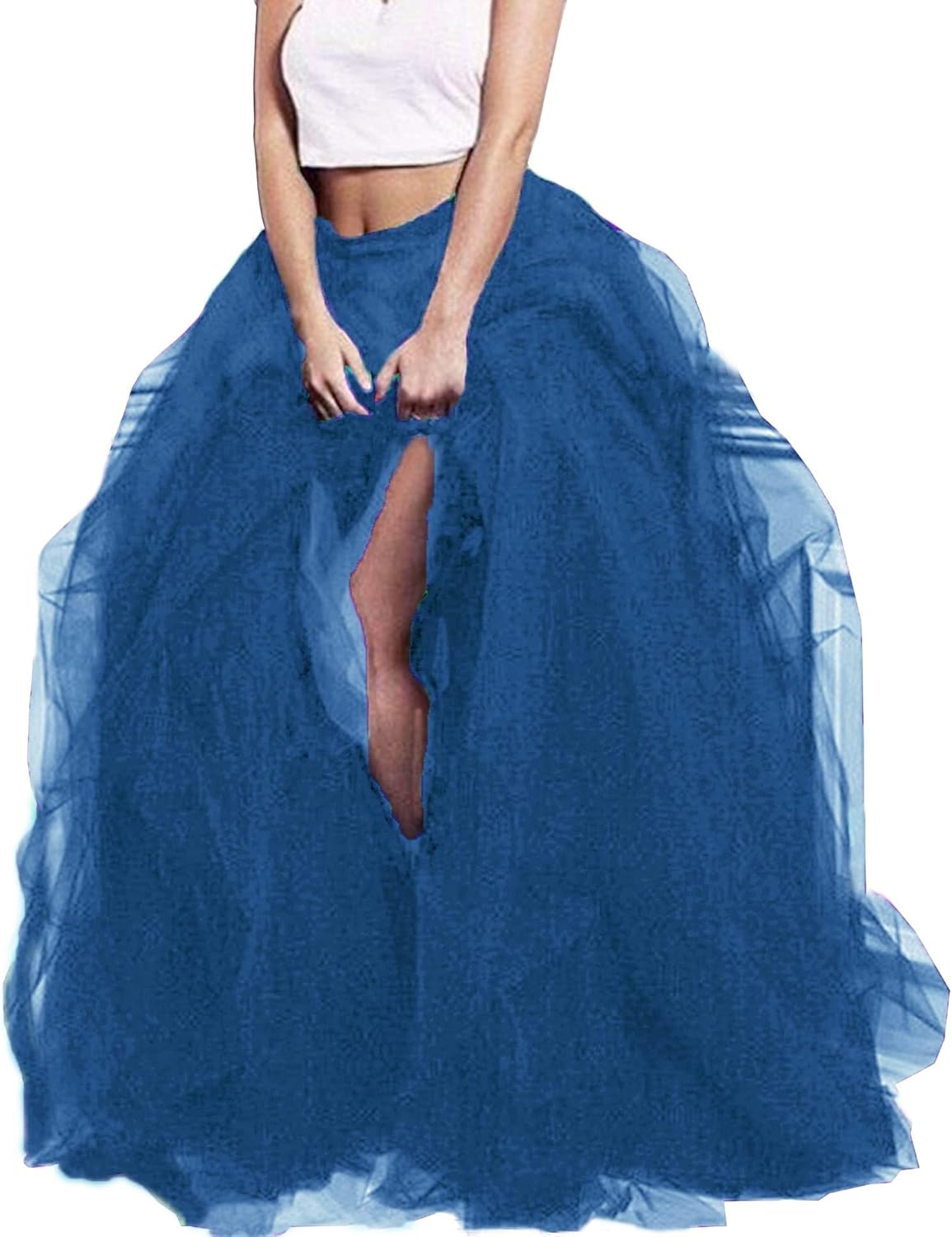 Women Tulle Maxi Dress Fluffy Floor Length Skirt High Waist Puffy Long Skirts Layered Half Skirt Special Occasion Mesh Skirt
