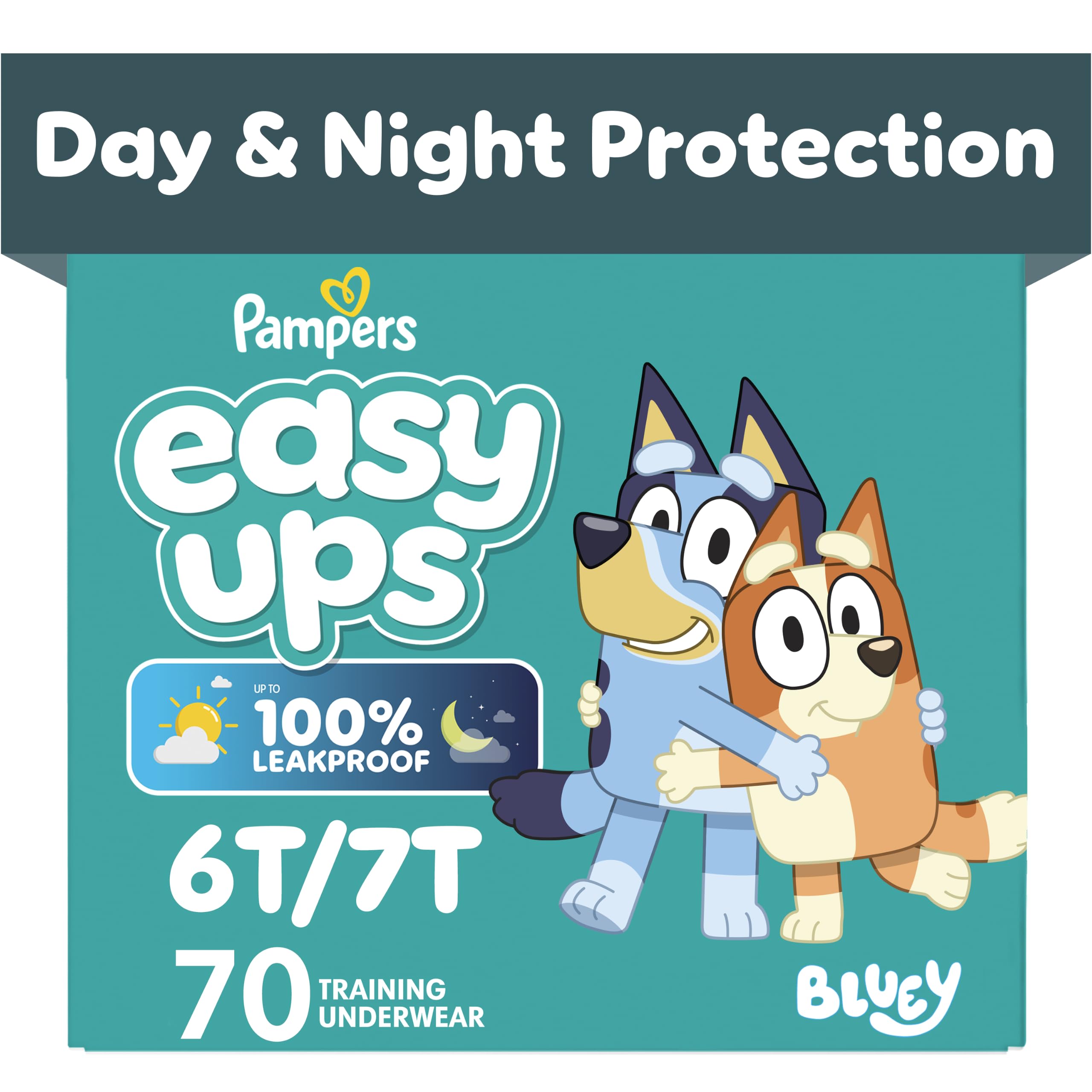 Easy Ups Girls & Boys Potty Training Pants  Size 8 (6T7T)  70 Count  Bluey Absorbent Training Underwear  Up to 100% Leakproof Day and Night  Hypoallergenic