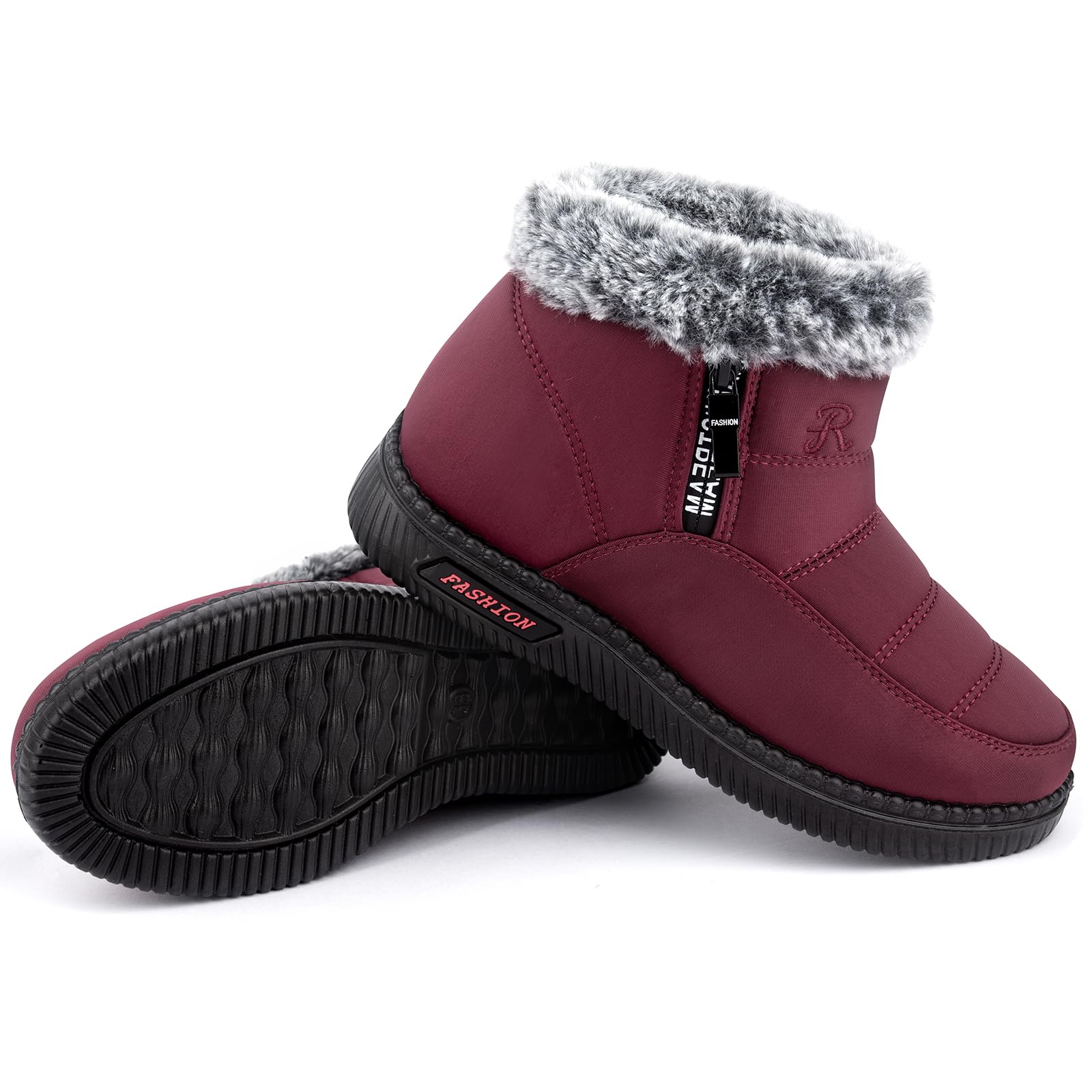 STUNAHOME Winter Boots Waterproof for Women Fur Lined Ankle Boots Outdoor Booties Comfortable Warm Shoes