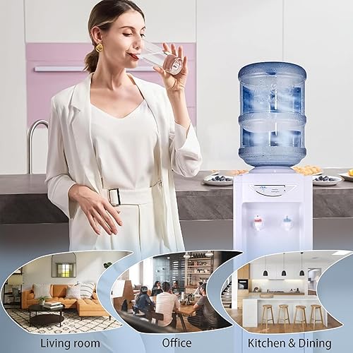 Miniatura 6 de Dispensador de agua de carga superior caliente y fría, enfriadores de agua de 5 galones con bloqueo de seguridad para niños, bandeja de goteo