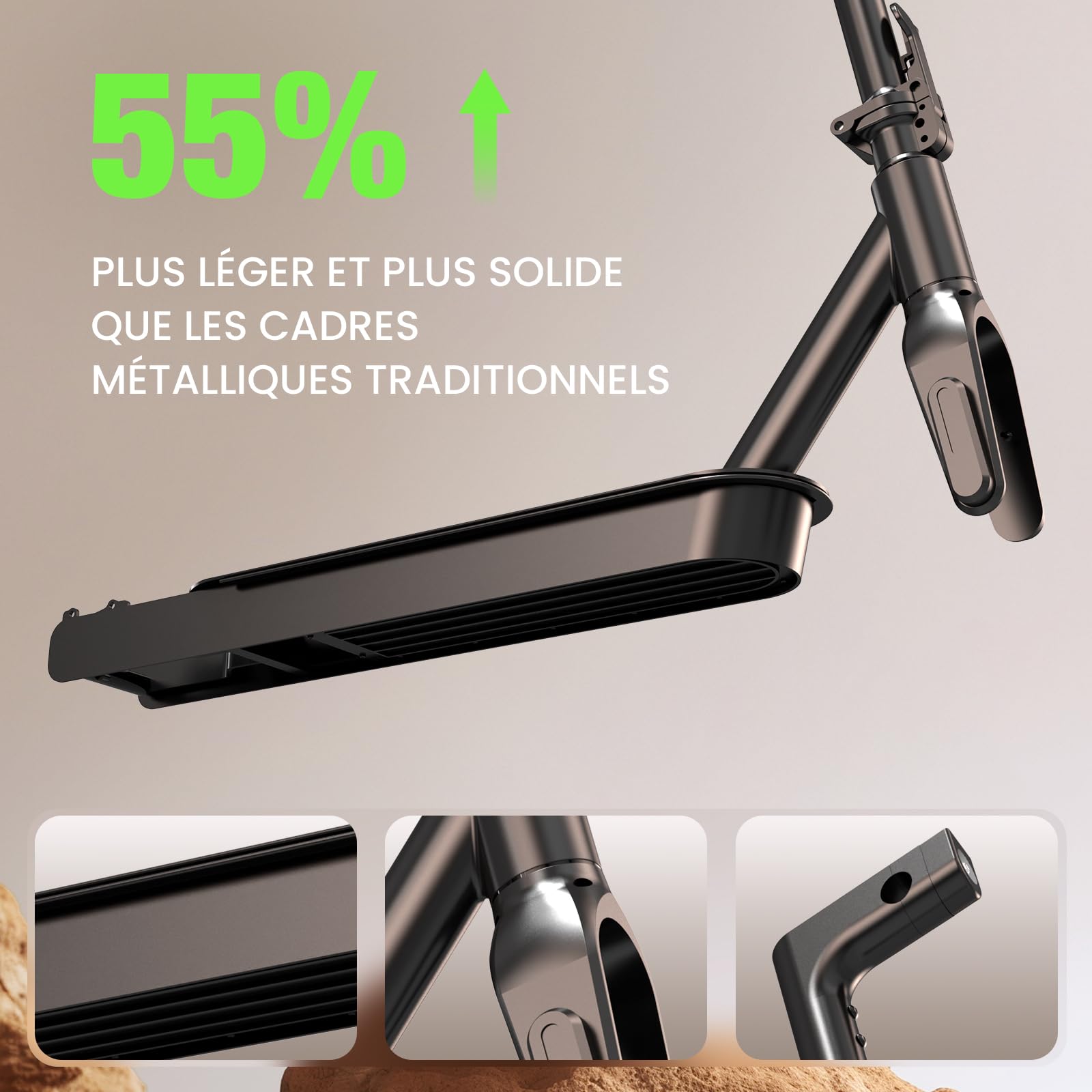 isinwheel S9Pro Trottinette Électrique Adulte,Autonomie 30 km,Electric Scooter 350W,Vitesse 6/15/25 km/h,Double Frein,Pneus 8,5" Increvables,Suspension Intégrée,Pliable