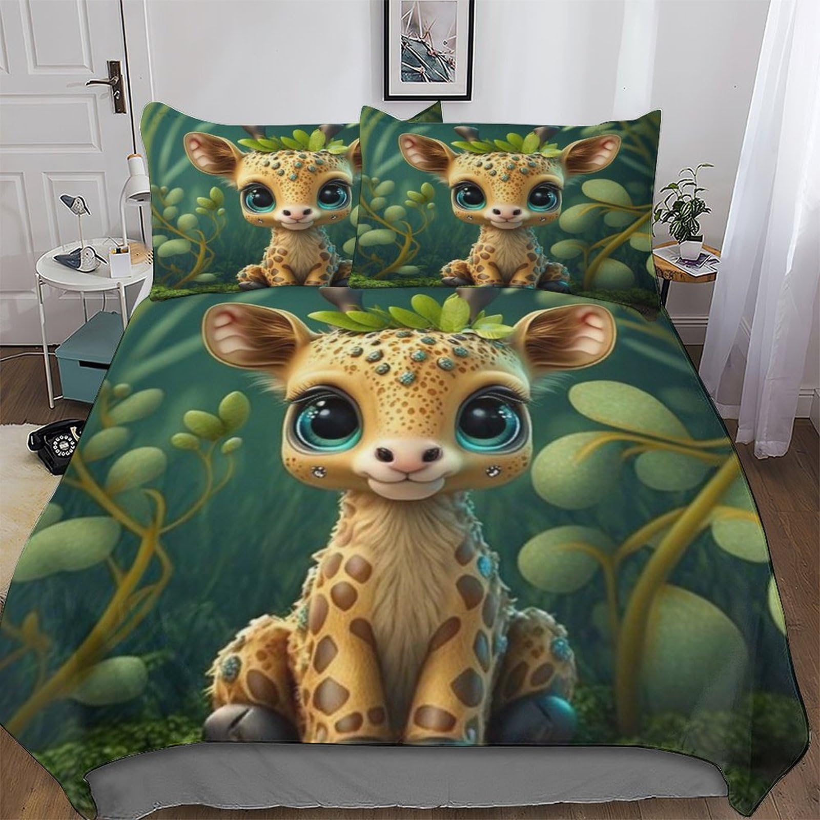 Housse de couette cerf 220x240cm avec taies d'oreiller en microfibre de coton pour lit king size