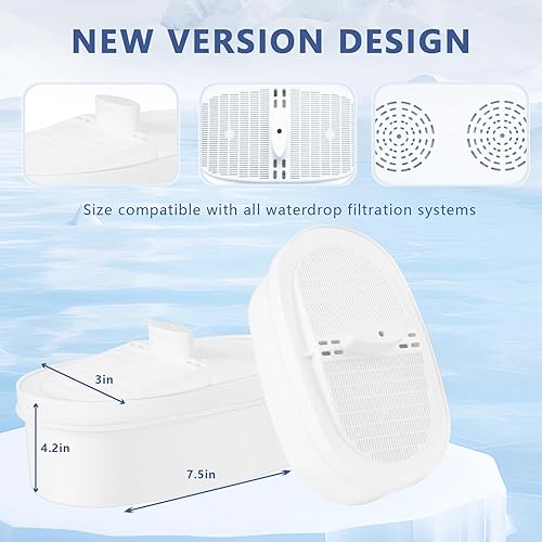 Miniatura 2 de Paquete de 3 filtros de repuesto para sistema de filtración de jarra de gota de agua, filtro de agua compatible con WD-PF-01A Plus, reduce PFOAPFOS,