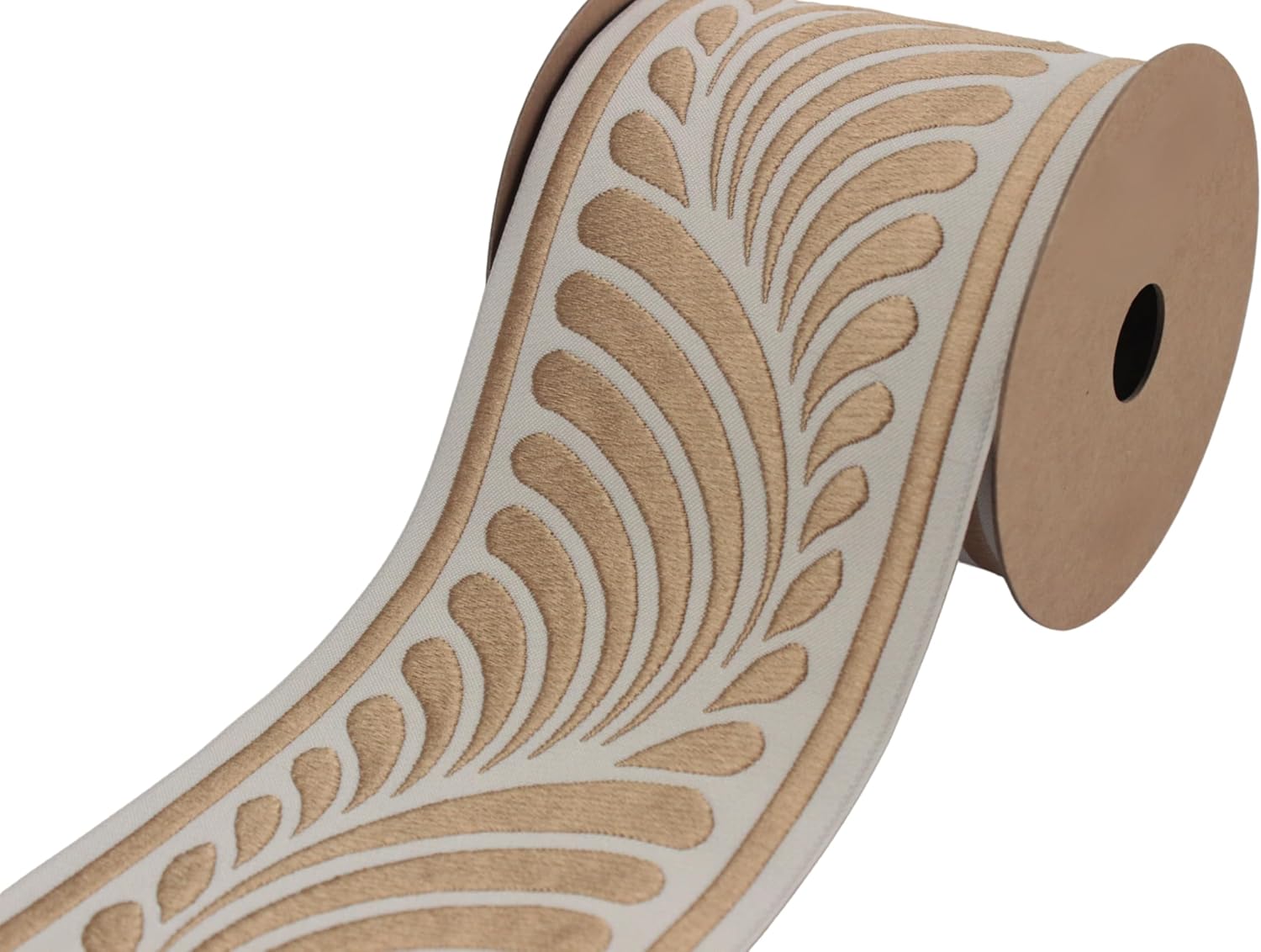 3.8 Yards Spool 3.9" Width Beige & Gold Drop Drapery Trim Jacquard Ribbon for Your Drapes Curtains Drapery Banding Trim Tape V4 210