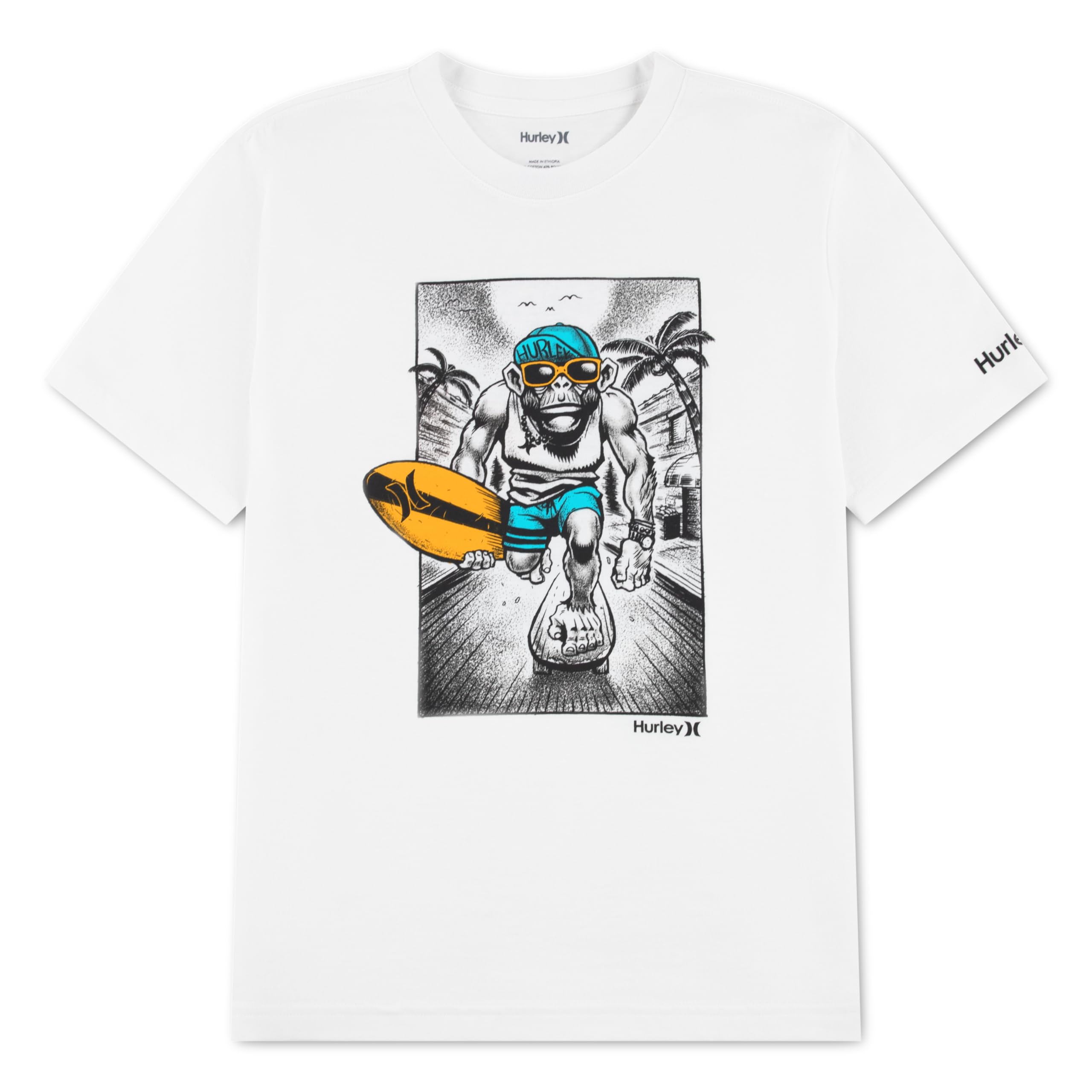 Hurley Boys Graphic T-Shirt Short Sleeve Boys White