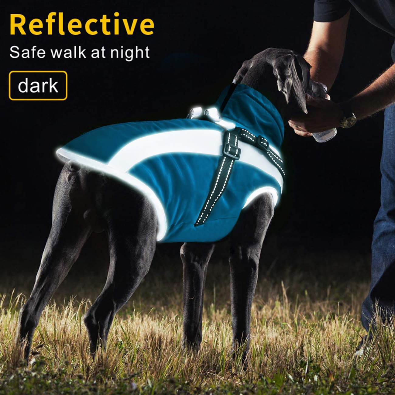 Abrigo Impermeable para Perros con Tirantes,Chaqueta Térmica de Invierno a Prueba de Viento Ropa para Mascotas Abrigos Perro para Pequeños Medianos Grande Perros (Azul, 4XL)