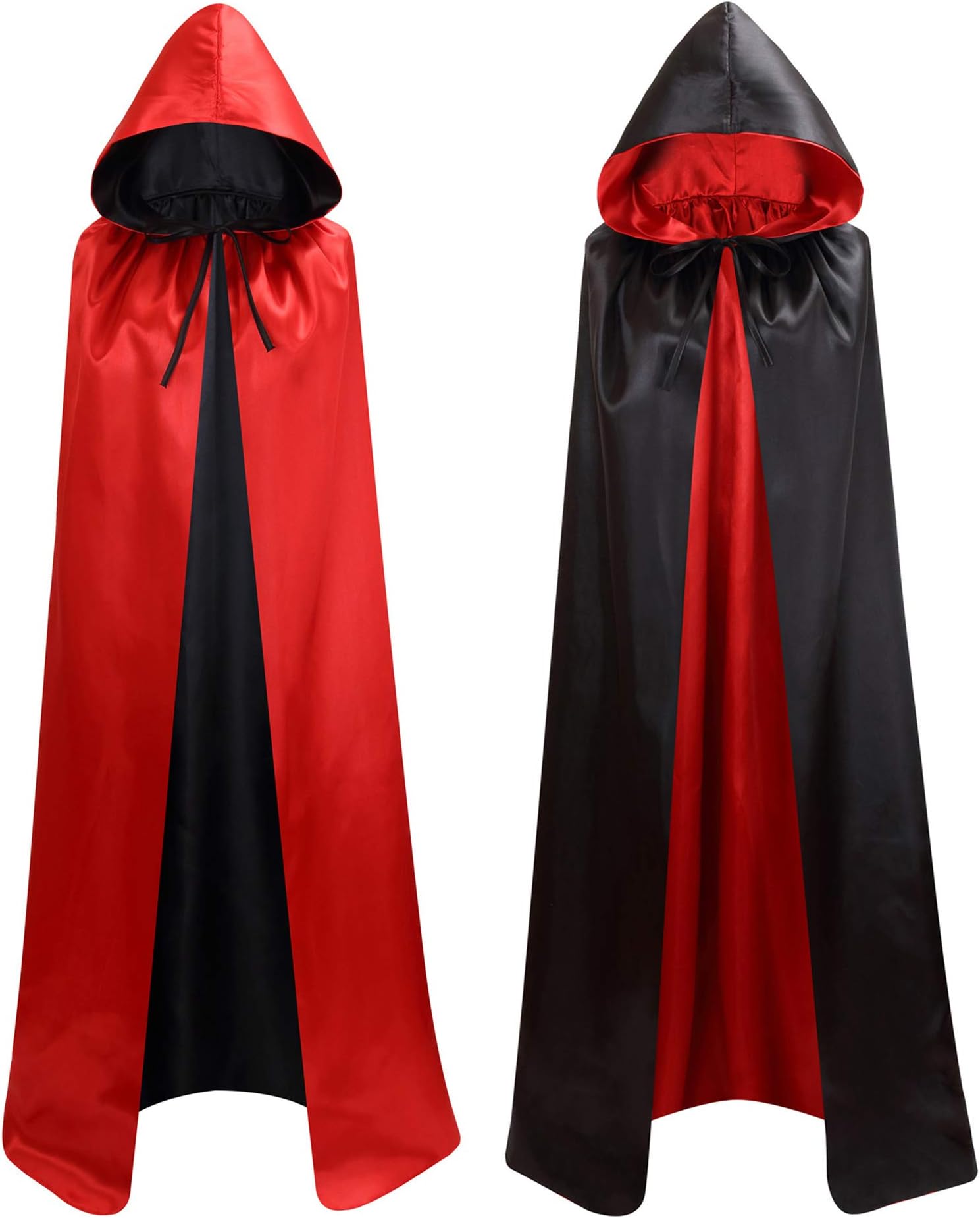 Unisex Adults Reversible Hooded Cloak Cape For Christmas Halloween Party Vampires Cosplay Costumes