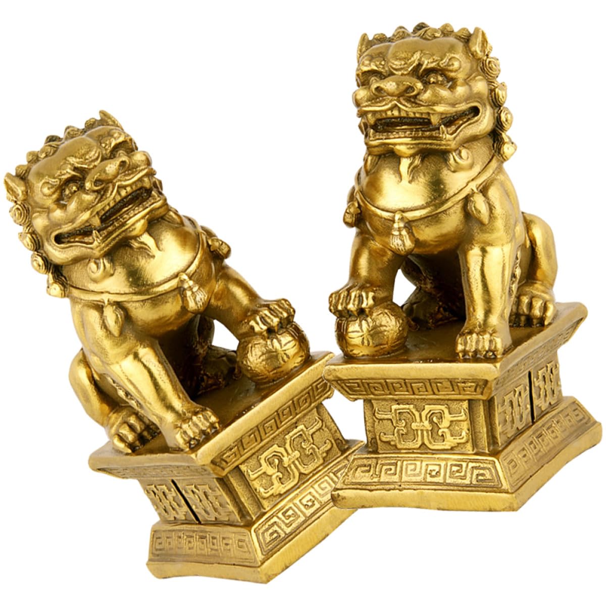 Statues de lionceau en résine dorée ornements de maison et figurines