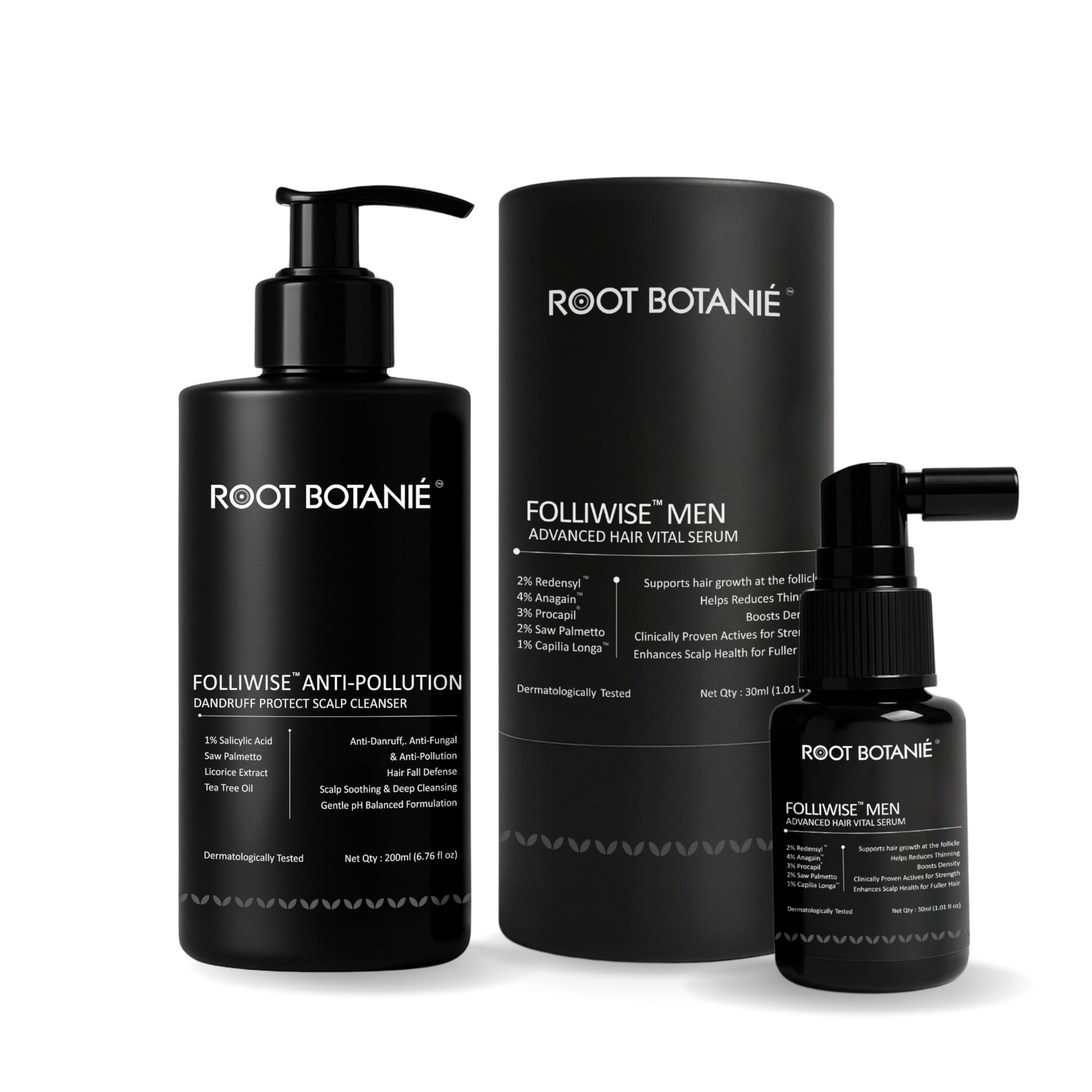 Root botanie FOLLIWISE Men Hair Vital Serum + Anti-Pollution Dandruff Protect Scalp Cleanser | Supports Scalp Health, Oil Balance & Stronger Roots | Exosomes | Sulphate-Free | 230ml-image-32