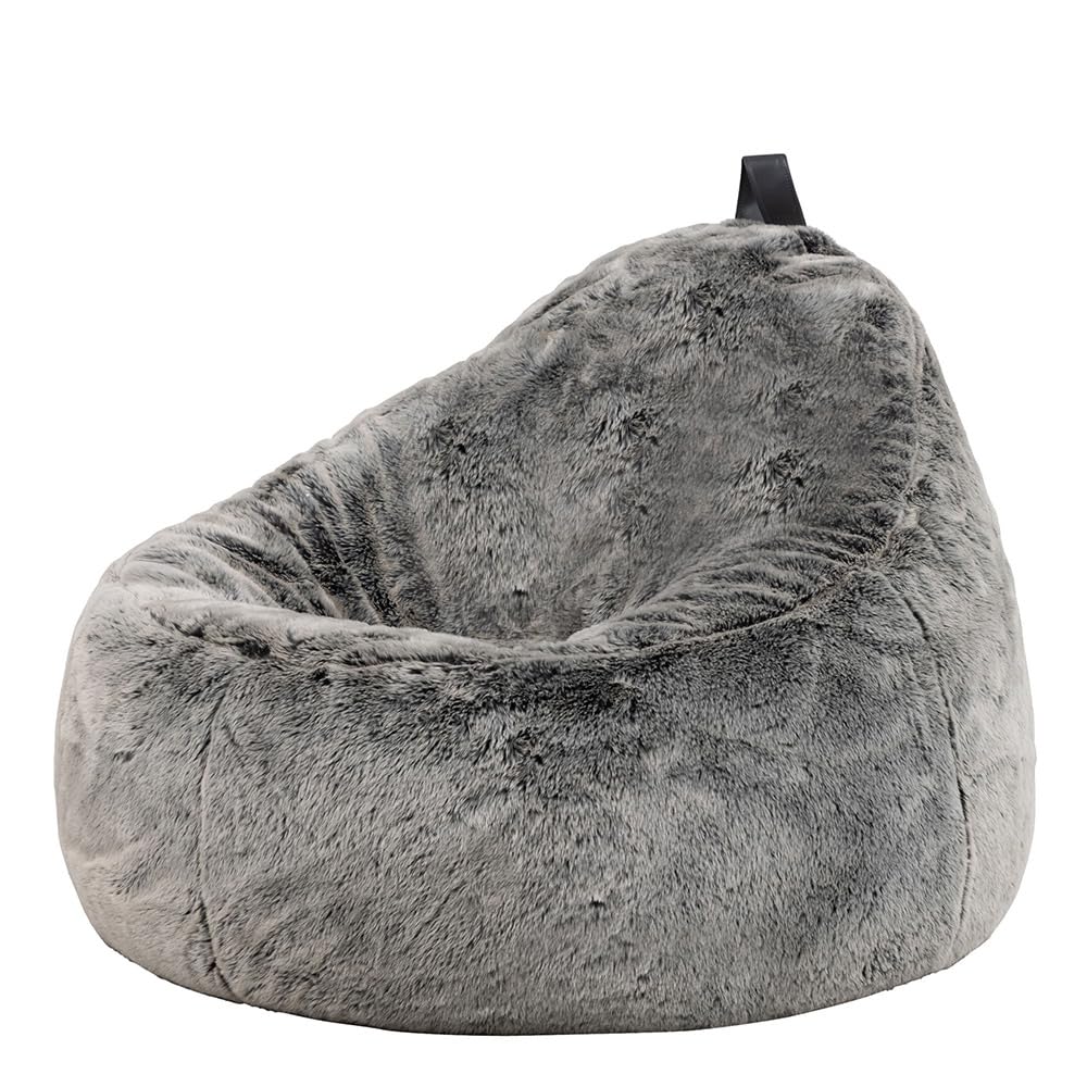 icon Cocoon Faux Fur Bean Bag, Artic Grey, Large Adult Bean Bag Chair with Filling Included, Comfy Chair, Living Room, Living Room Furniture, Bedroom Furniture