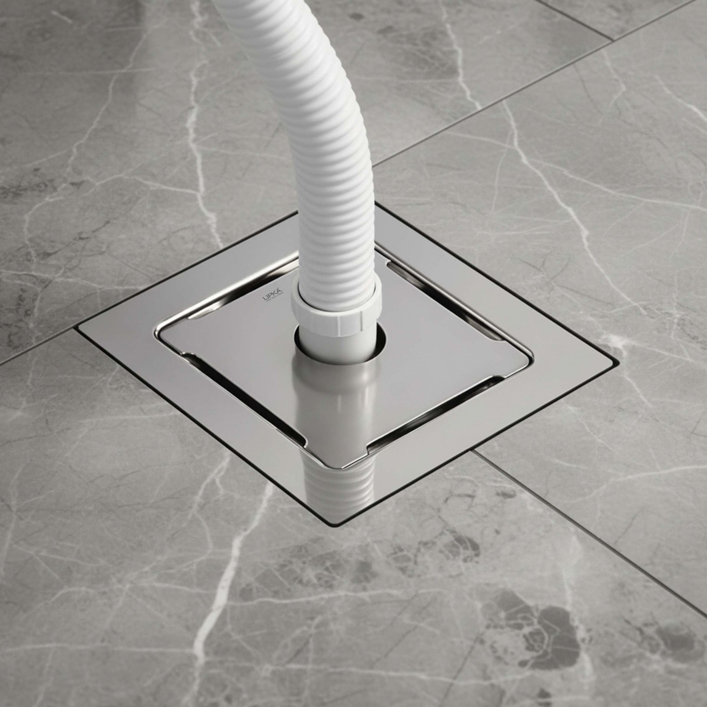 LIPKA Beta Deluxe Square Floor Drain with Hole | 6 x 6 Inches | Premium Stainless Steel | Floor Drain for Bathroom | Silver-image-24