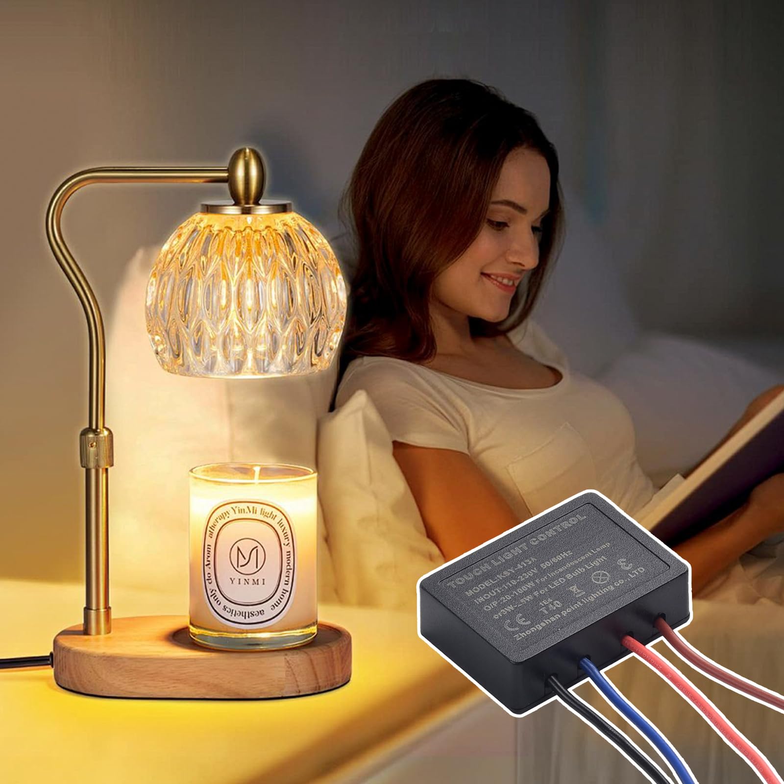 Juego de 2 interruptores táctiles para lámparas de mesa, 4 vías, sensor táctil, regulador de intensidad, con tapas de cable, para lámparas de mesa, lámparas de pie, lámparas de pared y