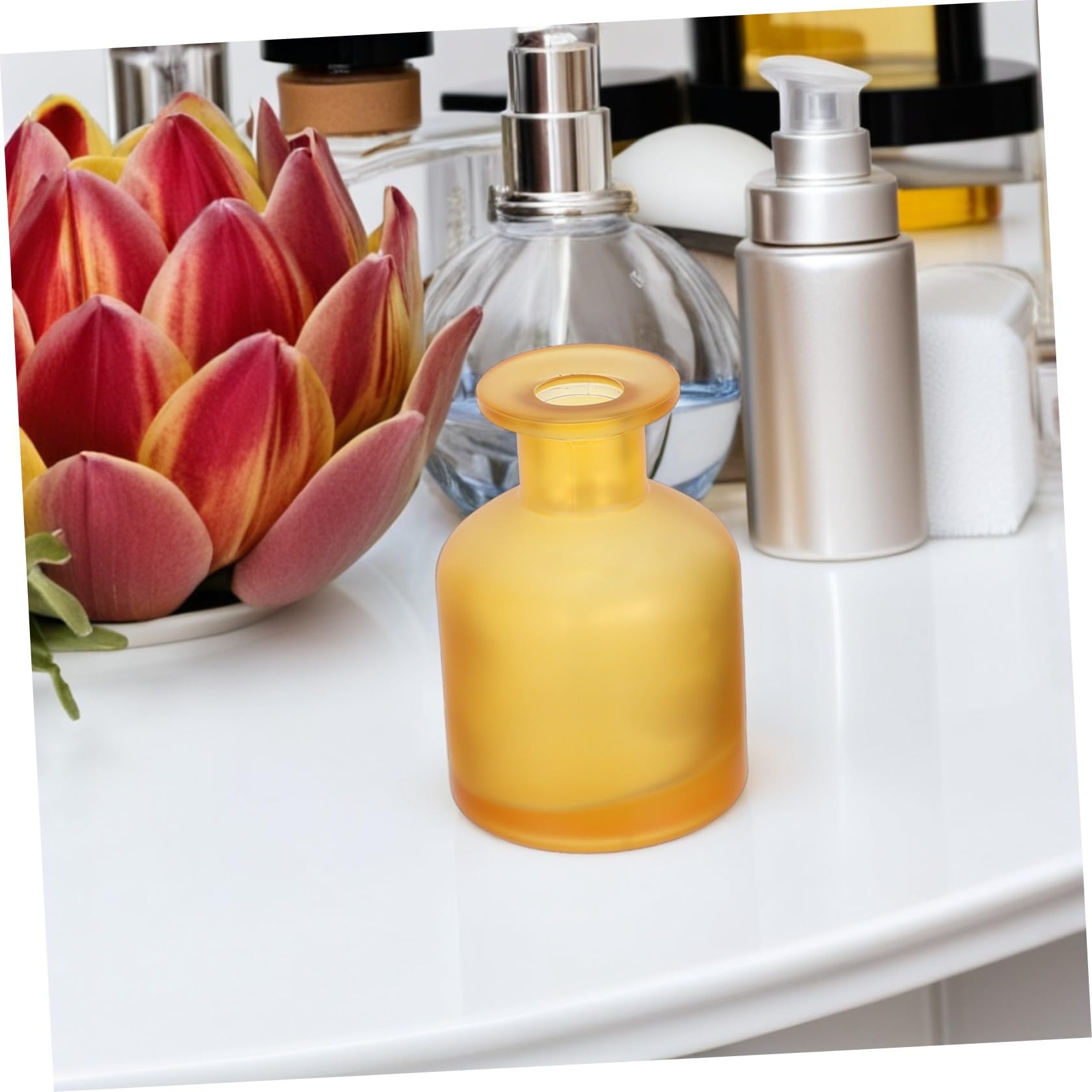 Luxshiny 3 Pezzi Diffusore Decorativo e in di Essenziali Oli Cilindrico da Vetro 130ml Riutilizzabile, Raffinato Bastoncini Profumati Senza Fiamma per Ufficio e Soggiorno