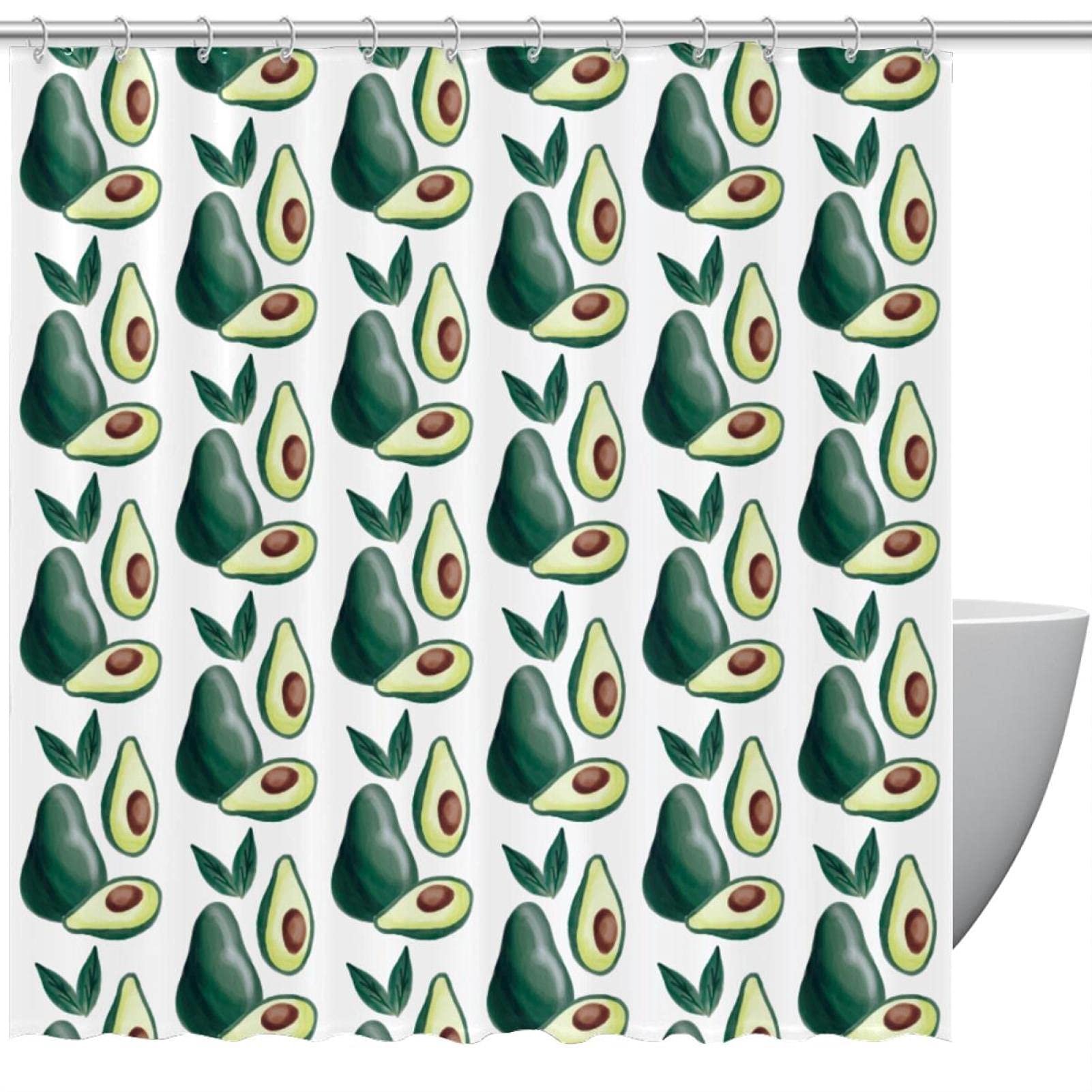 Rideau de douche avocat 183x183 cm étanche pour salle de bain