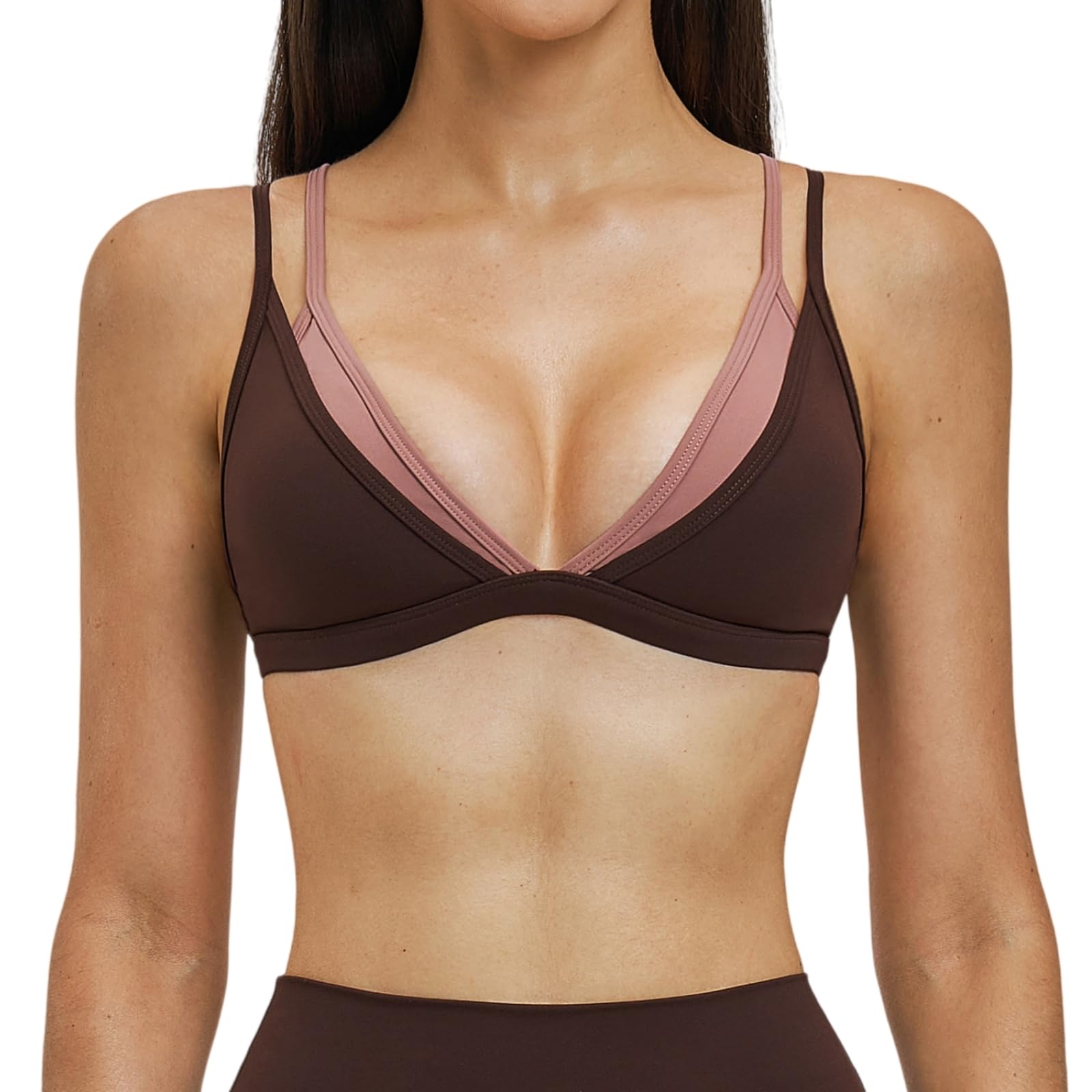 CHENSHI Sujetador Deportivo Mujer Mock Dos Piezas Cami Yoga De Alto Apoyo Correr Tops Fitness Ropa Interior Entrenamiento Respirable Casual-Green-m
