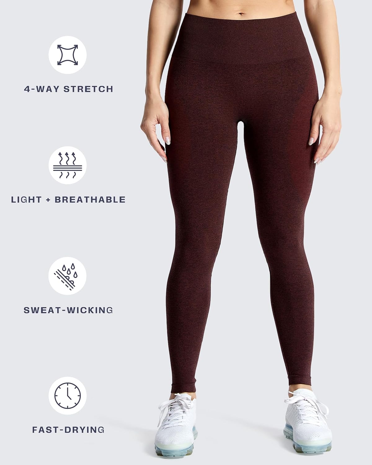 Aoxjox Workout Seamless Leggings for Women Smile Contour High Waisted Athletic Yoga Pants Tights 26" - Image 4