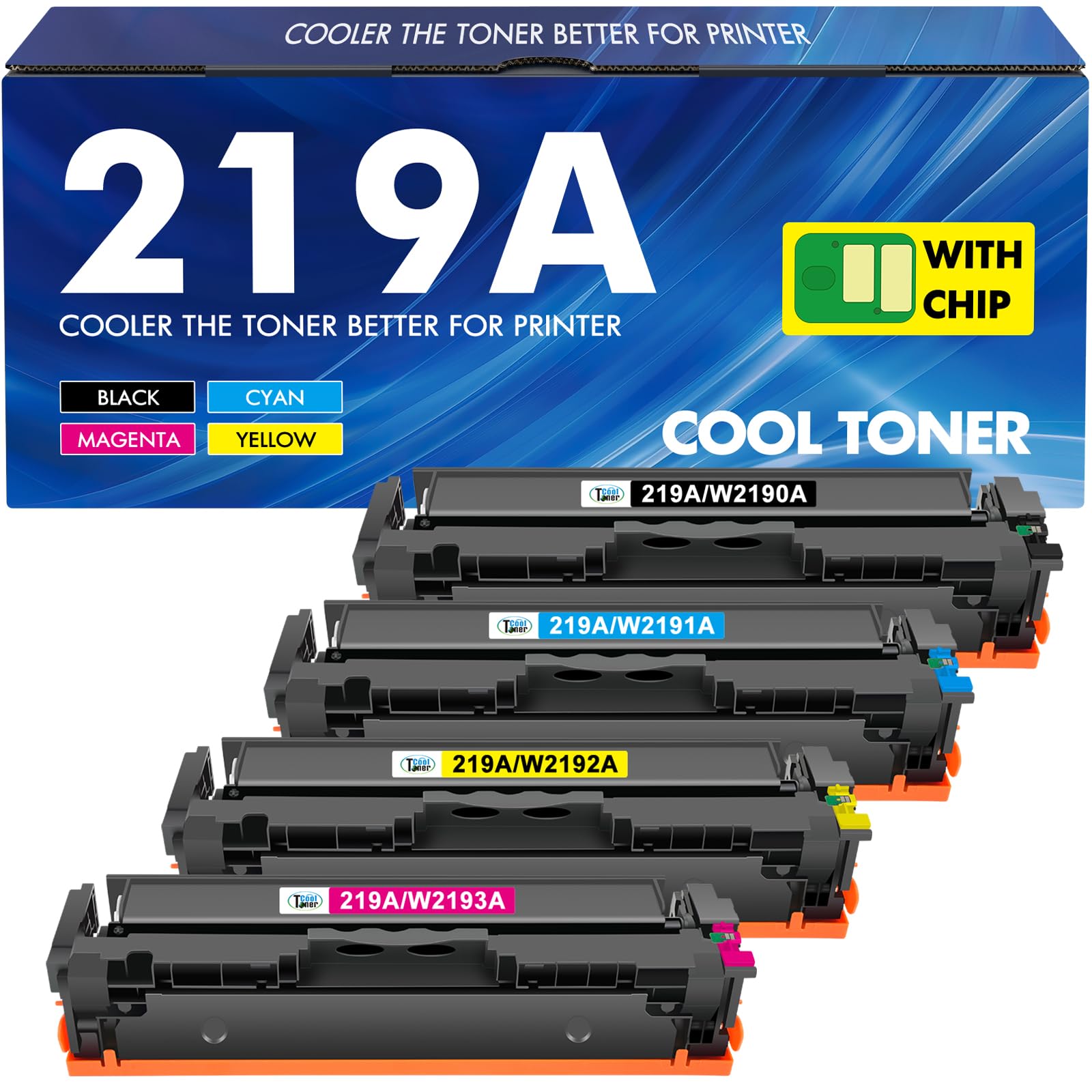 219A 219X MFP 3302FDWG Toner Mit Chip: Kompatible Ersatz für HP 219A 219X für Color LaserJet Pro MFP 3302SDWG 3302FDNG 3302FDW 3302SDW 3302FDN 3202DN 3202DW W2190A Schwarz Cyan Magenta Gelb 4-Pack