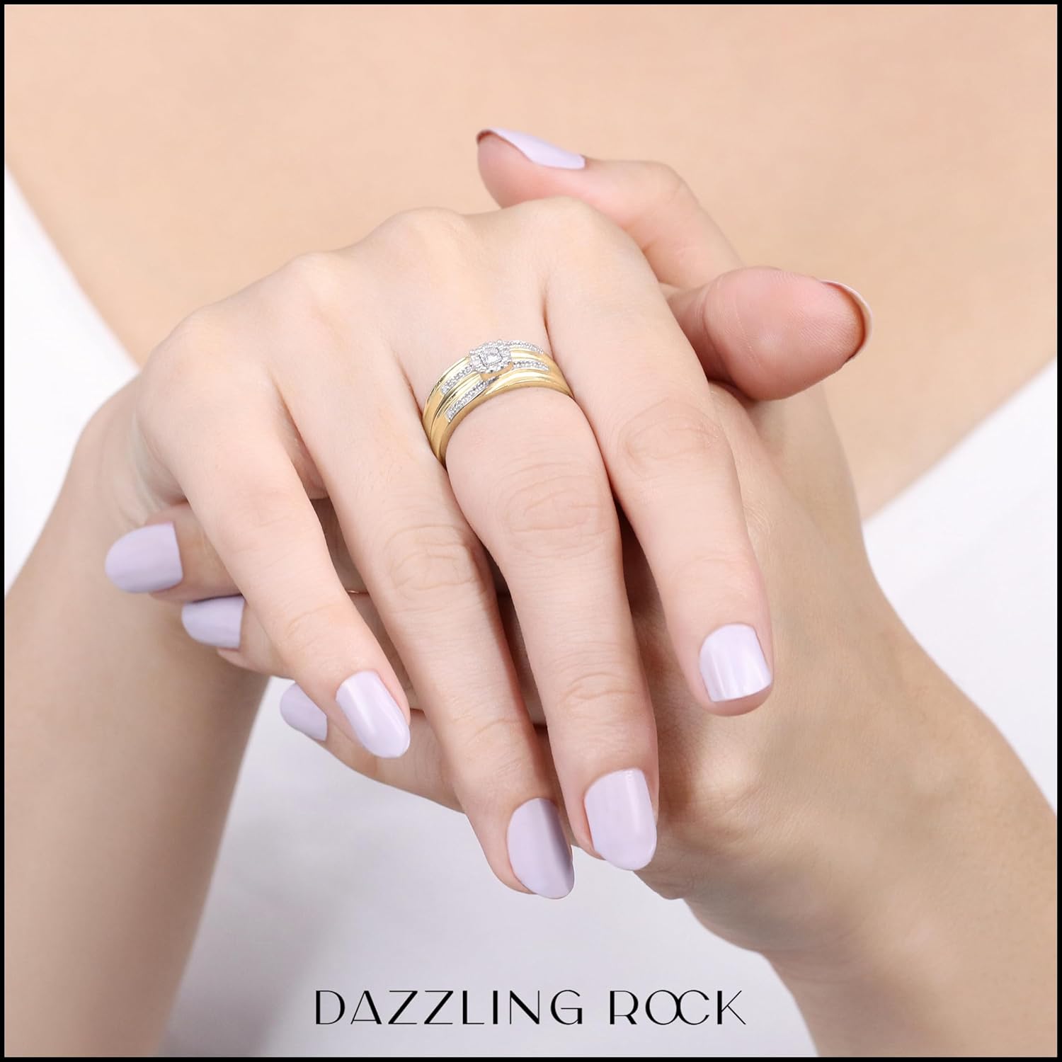 Dazzlingrock Collection 0.33 Carat (Cttw) 10K Round White Diamond Men's & Women's Engagement Ring Trio Ring Set 1/3 CT, Yellow Gold