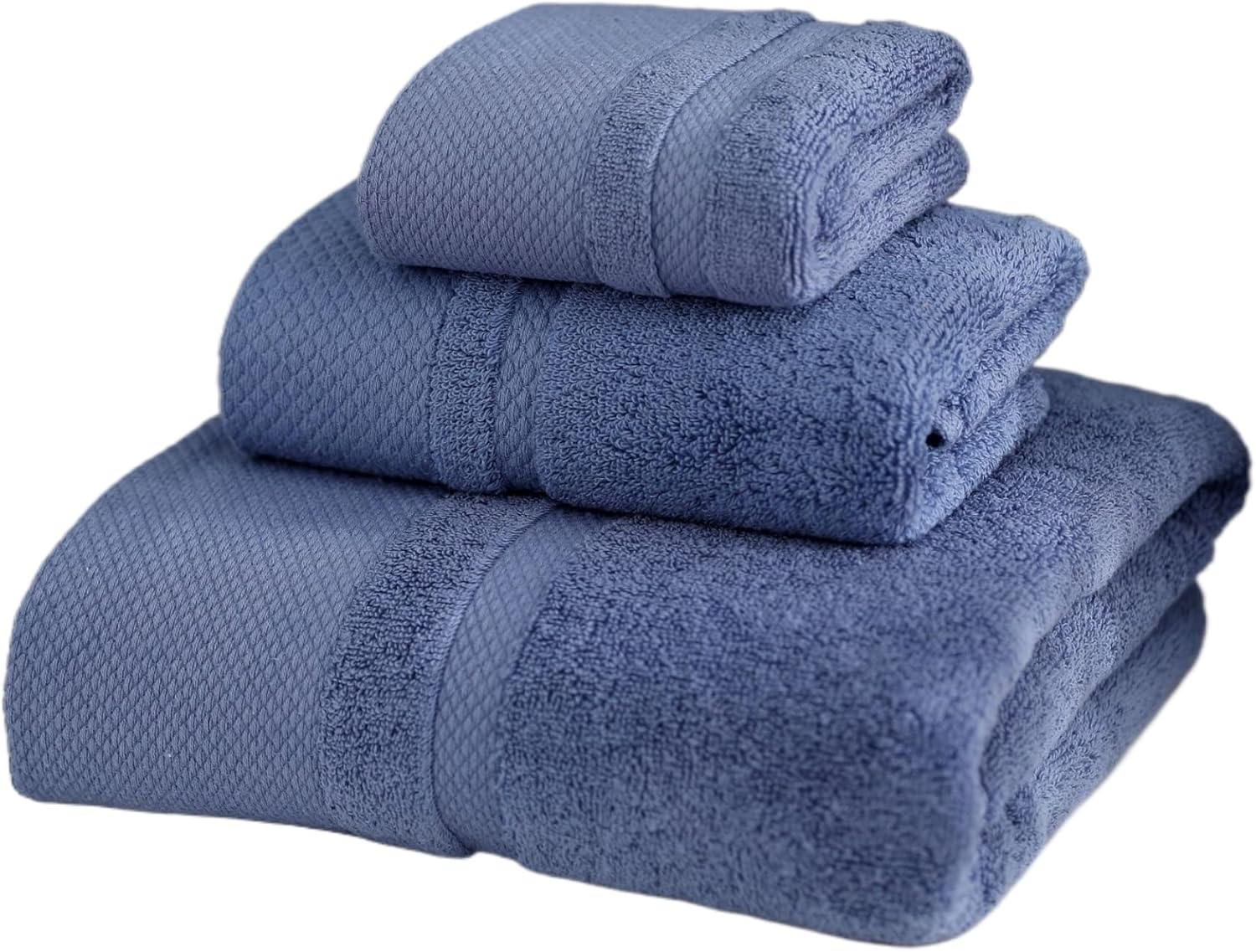Pure Cotton Thickened Bath Towel Set, Ultra-Soft Absorption Hotel-Grade Quality, 3-Piece Set with Bath Towel, Face Towel and Hand Towel, Multiple Colors (Blue-Green 140 * 70cm 100 * 50cm 35 * 35cm)