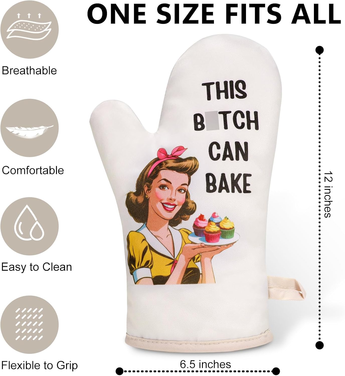 Miracu Funny Oven Mitts Set, Gifts for Bakers, Cute Baking Gifts for Women