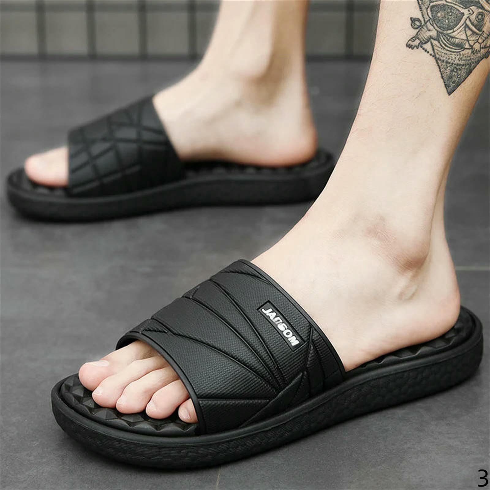 Ciabatte Uomo Estate Pantofole Home Indoor Slides Sleepers Camera della Casa-nerobianco-7