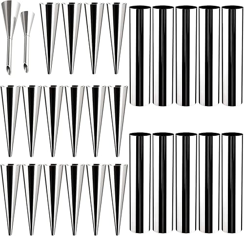 Moldes de cuerno de crema, tubos de cannoli de acero inoxidable, molde en forma de cono y tubular, moldes de pastelería danesa para rollo de crema