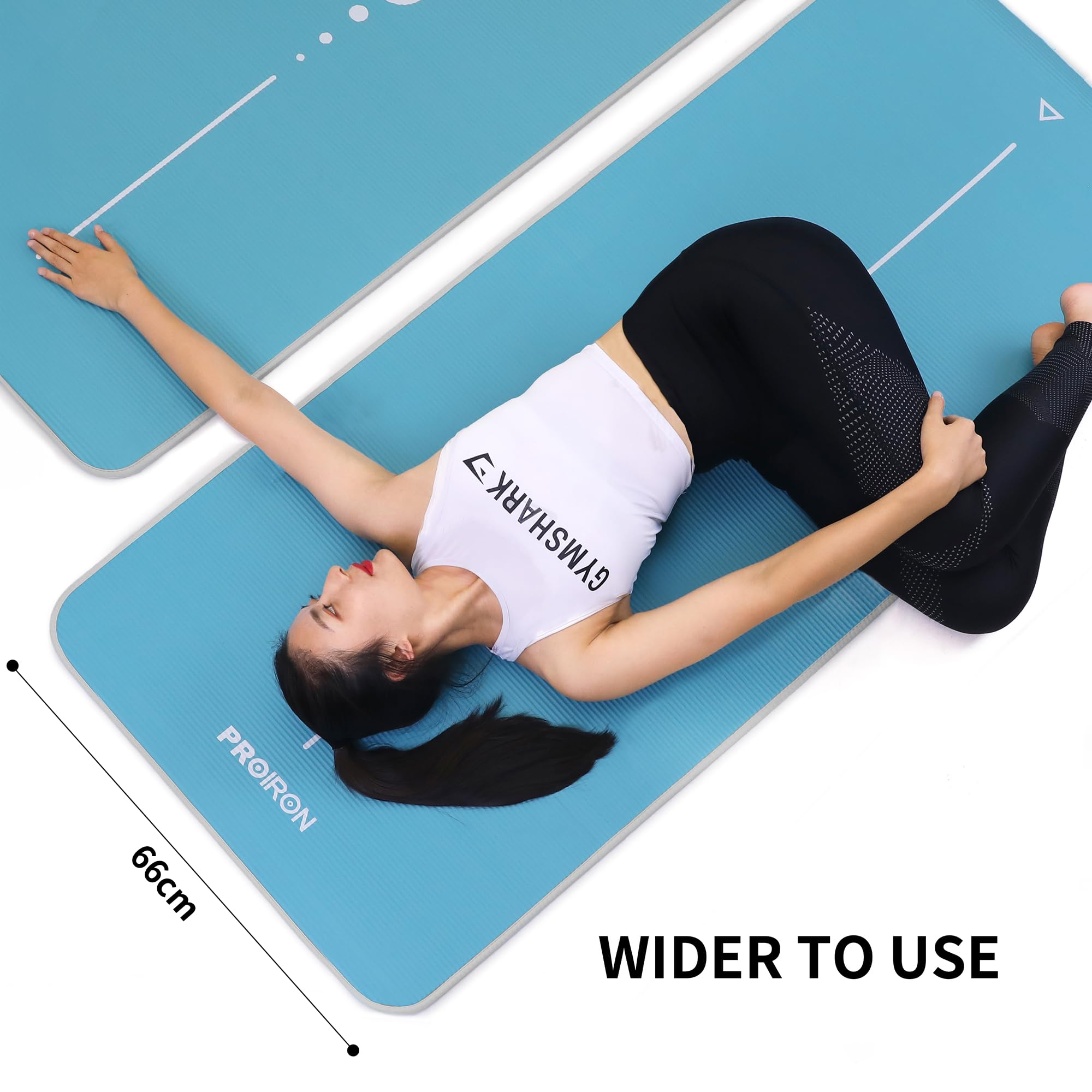 PROIRON Tappetino Fitness Ultra Spessore 15 mm, Ideale per Yoga, Pilates, Ginnastica, Palestra Allenamento, Antiscivolo Ultra Morbido Materiale NBR, Ecocompatibile con Cinturino, 1800 x 610 x 15mm