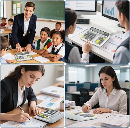 Miniatura 6 de Calculadora de escritorio con pantalla LCD extra grande de 5 pulgadas, calculadora de oficina de energía solar y batería de dos dígitos de 12