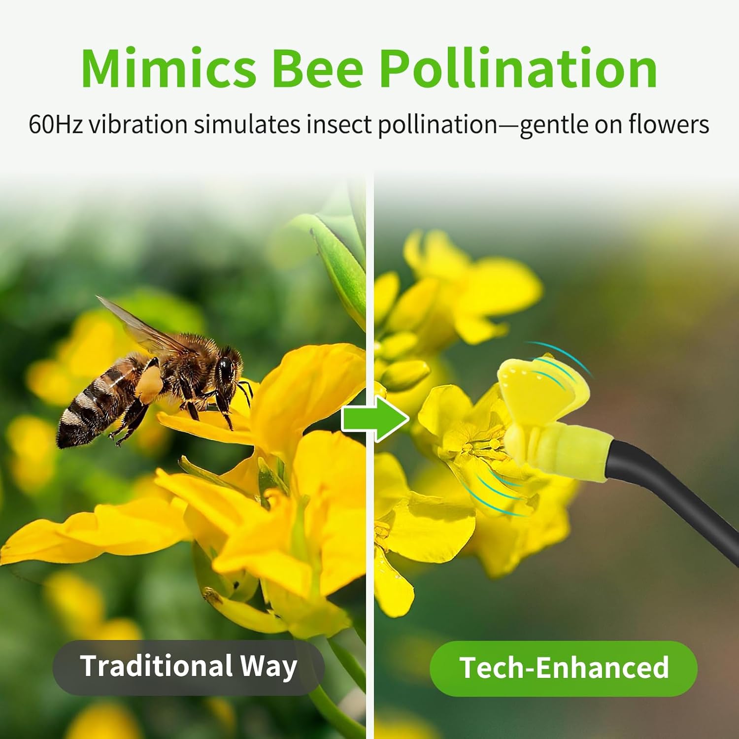 Plant Pollination Tool - USB Rechargeable Vibrating Pollinator for Greenhouse Crops Like Tomatoes and Strawberries