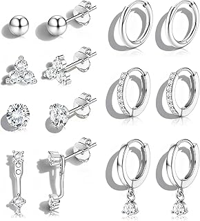 Hypoallergenic 14K Gold Plated Stud Hoop Earrings for Women - Surgical Stainless Steel Earrings Trendy Small Hoops Cartilage Earring Stacks Huggie Earring Set for Multiple Piercing Jewelry