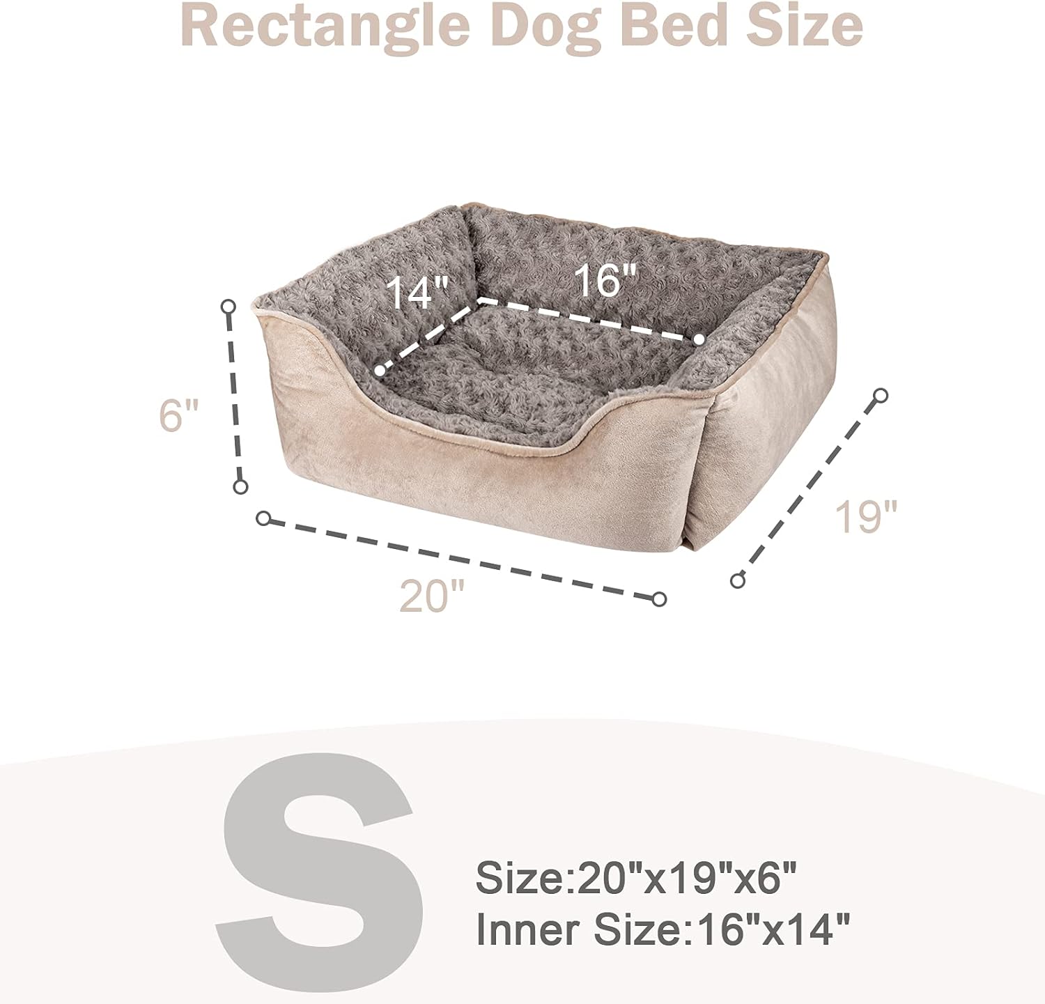 JOEJOY Rectangle Dog Bed for Large Medium Small Dogs Machine Washable Sleeping Dog Sofa Bed Non-Slip Bottom Breathable Soft Puppy Bed Durable Orthopedic Calming Pet Cuddler, Multiple Size, Beige : Pet Supplies