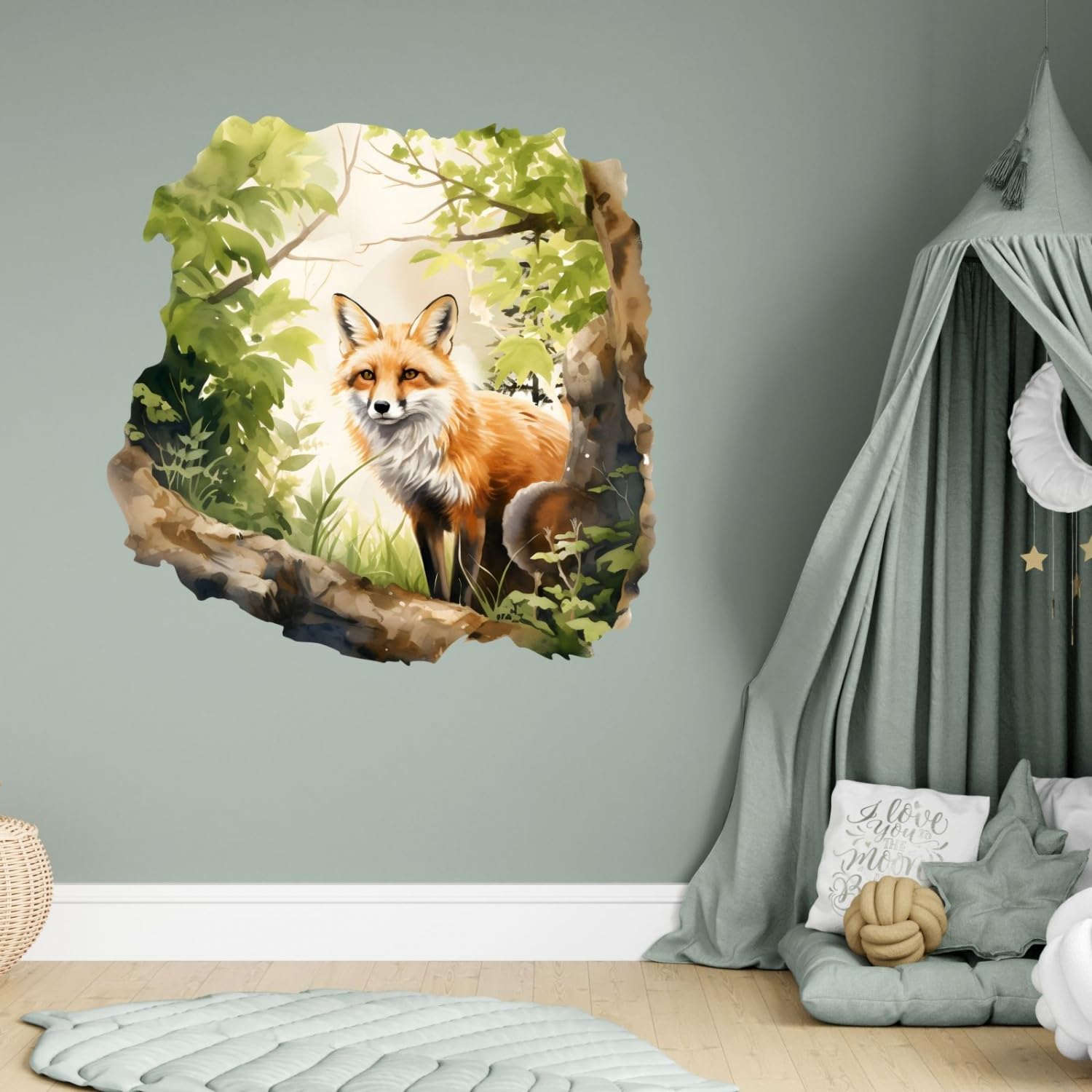 254 Wandtattoo Fuchs im Wald in 4 vers. Größen Größe 1250 x 1250 mm