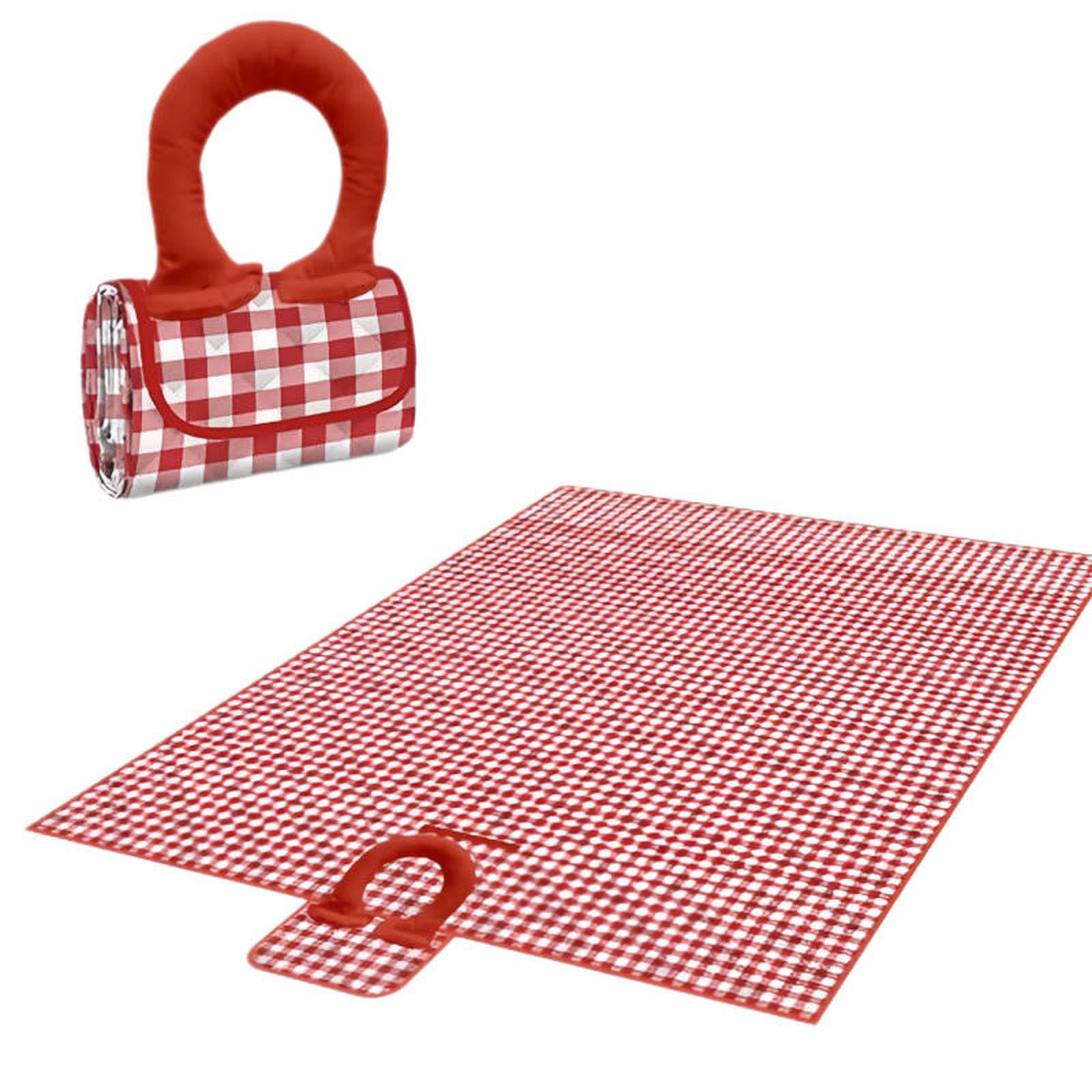 Generico Coperta da picnic impermeabile per esterni con maniglia morbida, tappetino da campeggio pieghevole a 3 strati, spesso, ideale per parco, spiaggia, festival musicali e viaggi.