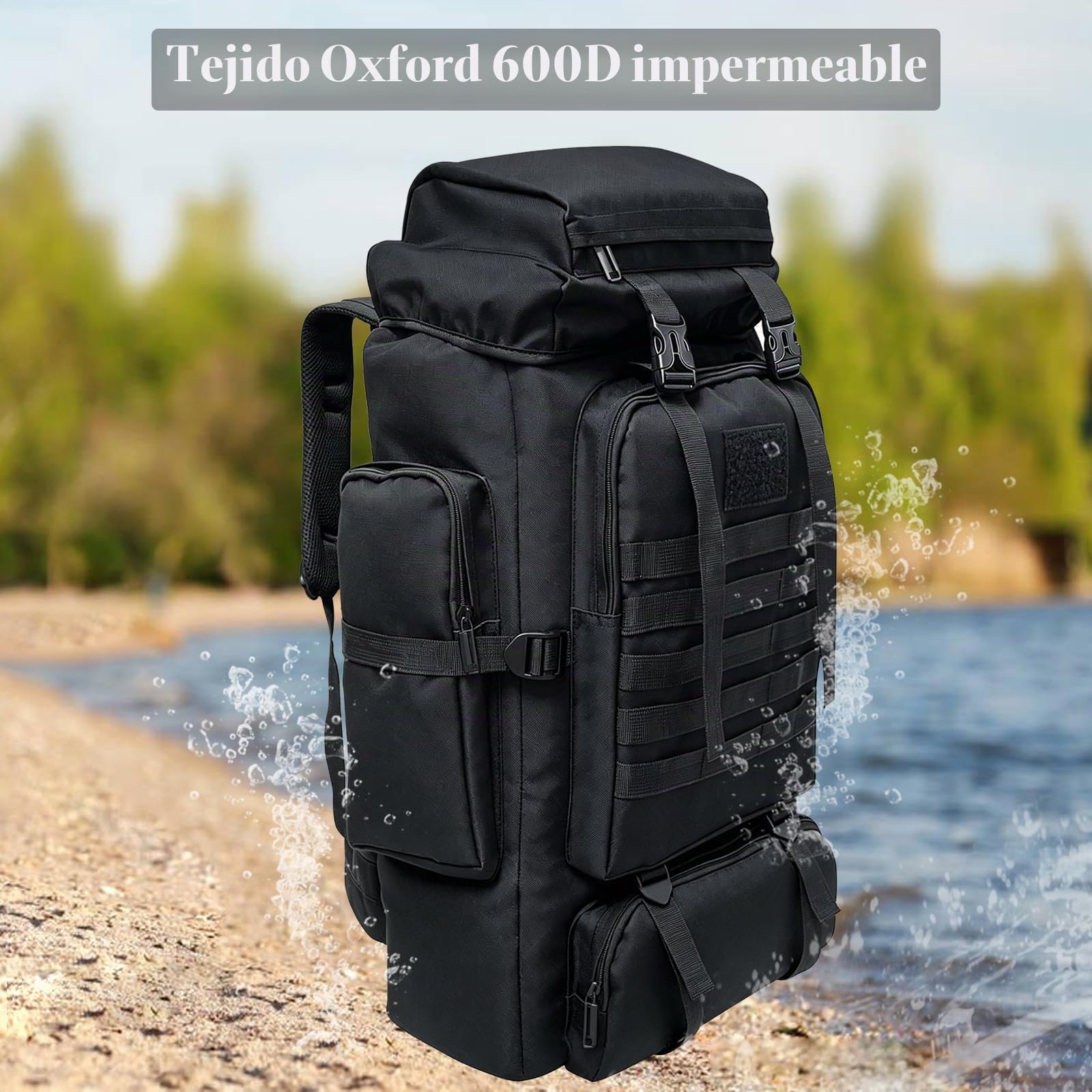 80L-100L Mochila de Senderismo Mochila de Camping Mochila Molle Táctica Militar al Aire Libre de Gran Viaje Escalada Montañismo Mochila de Mano Mochila de Trekking para Hombres y Mujeres