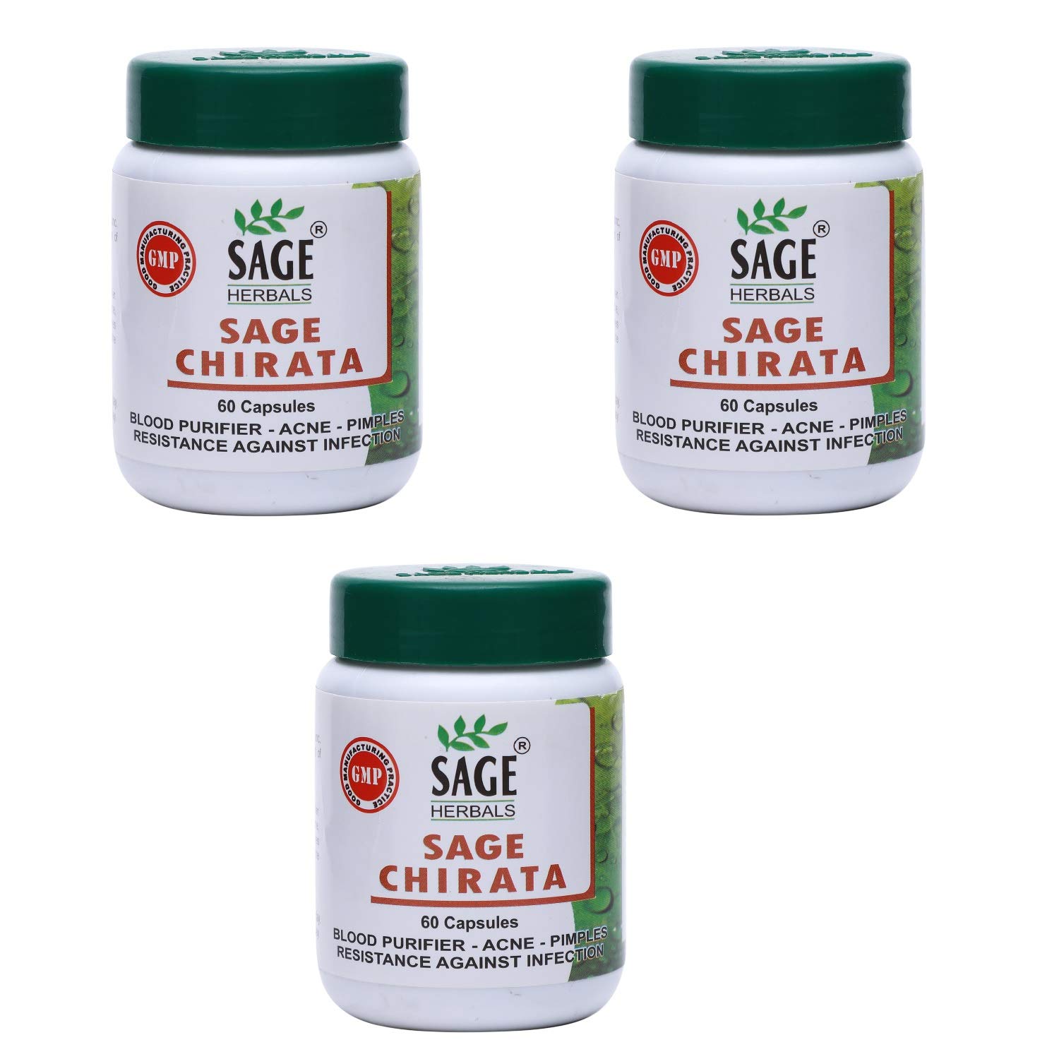 Sage Herbals Chirata for Blood Purification and Helps to Remove Pimples and Acne, 60 Capsules, Pack of 3 (B0B8DT2KJZ) Amazon Price History, Amazon Price Tracker