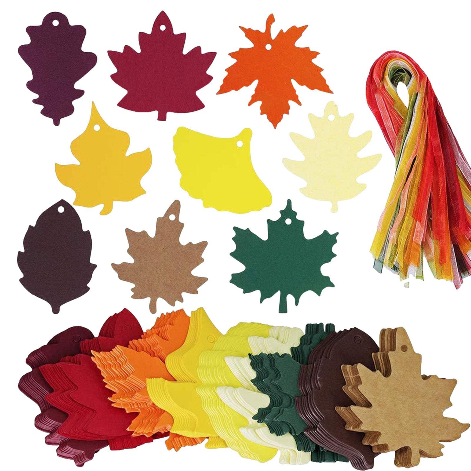 Dirfuny 180 Fall Tags Maple Leaves Favor Paper Tags Favor with Rope for Autumn, Wedding, Craft Presents